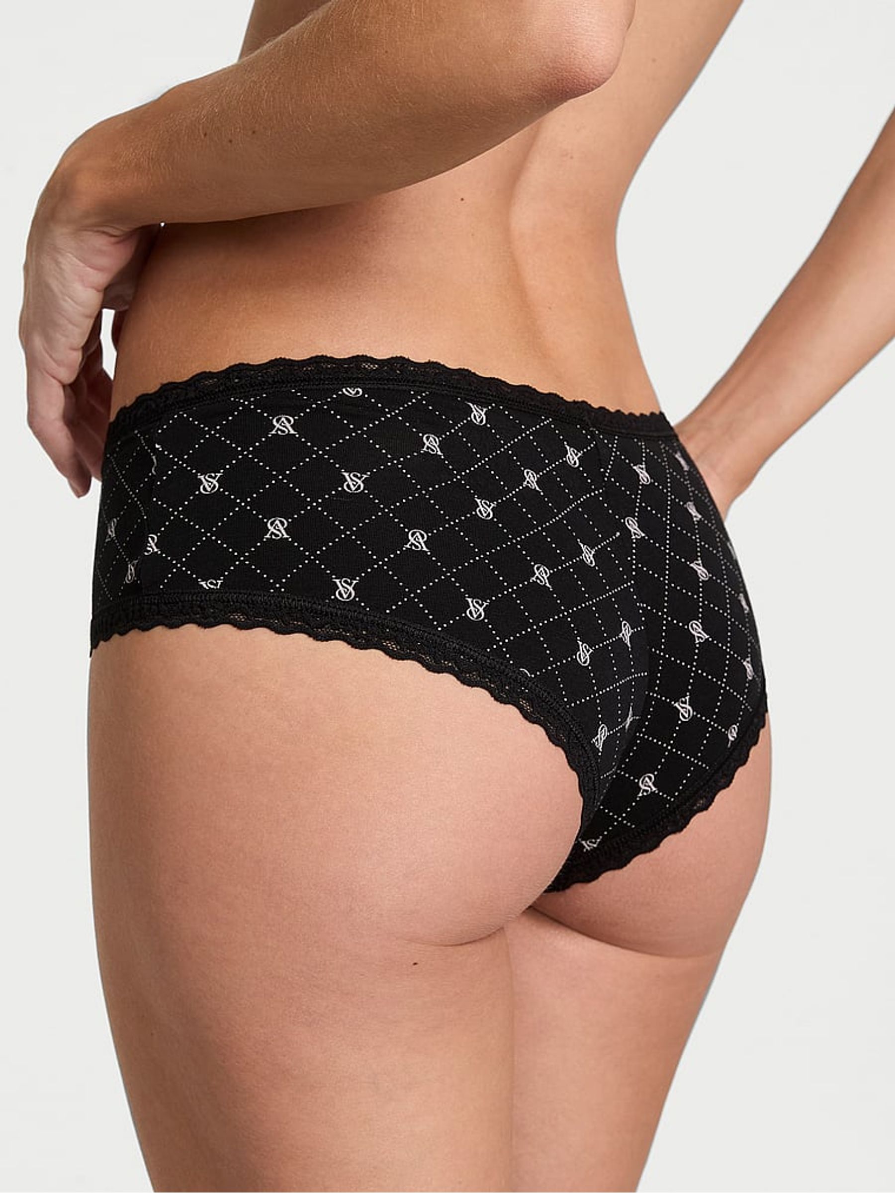 Black Diamond Cheeky Cotton Lace Waist Knickers - Image 2 of 2