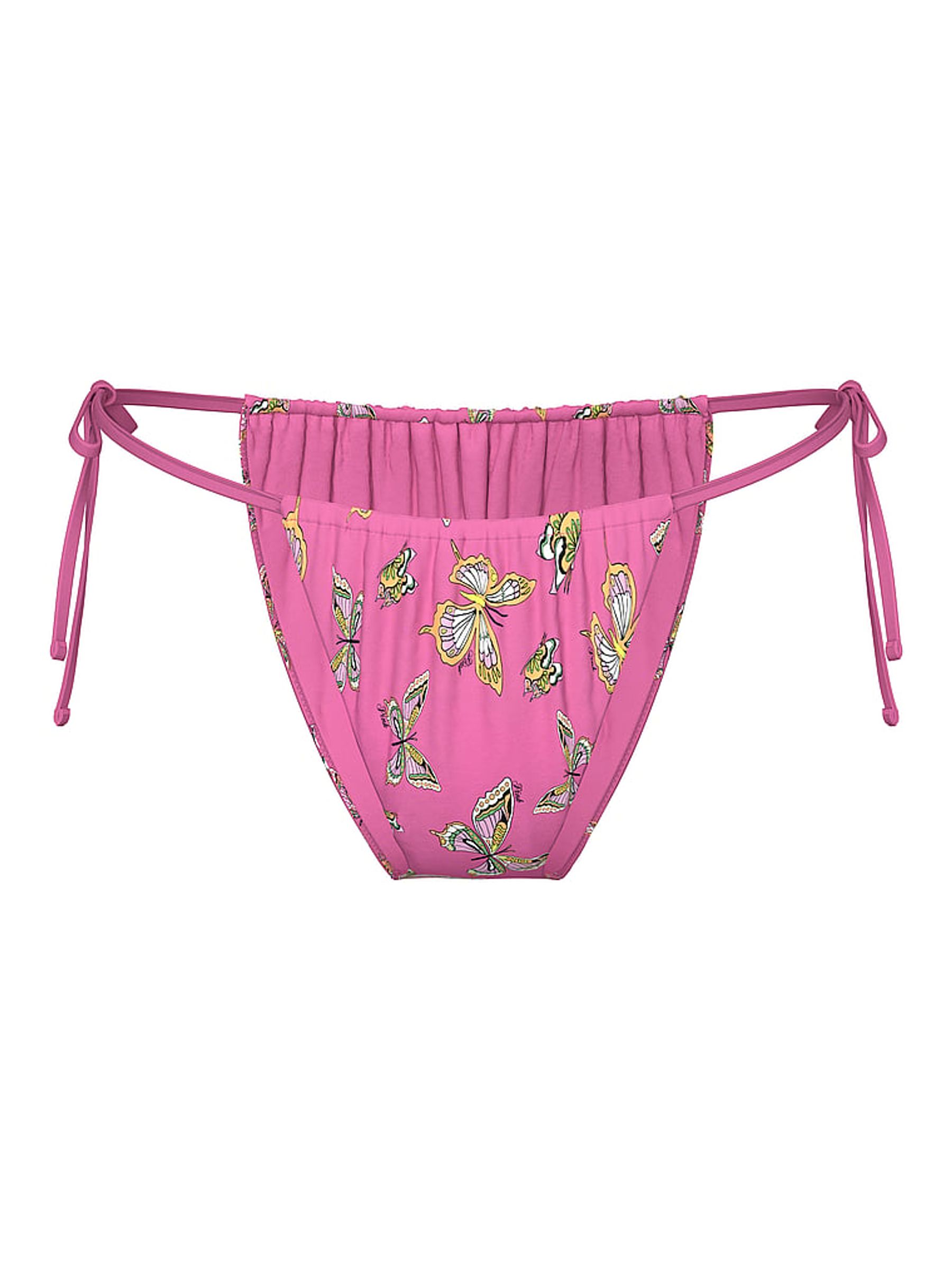 Pink Butterfly Tie Side Cheeky Bikini Bottoms - Image 5 of 5