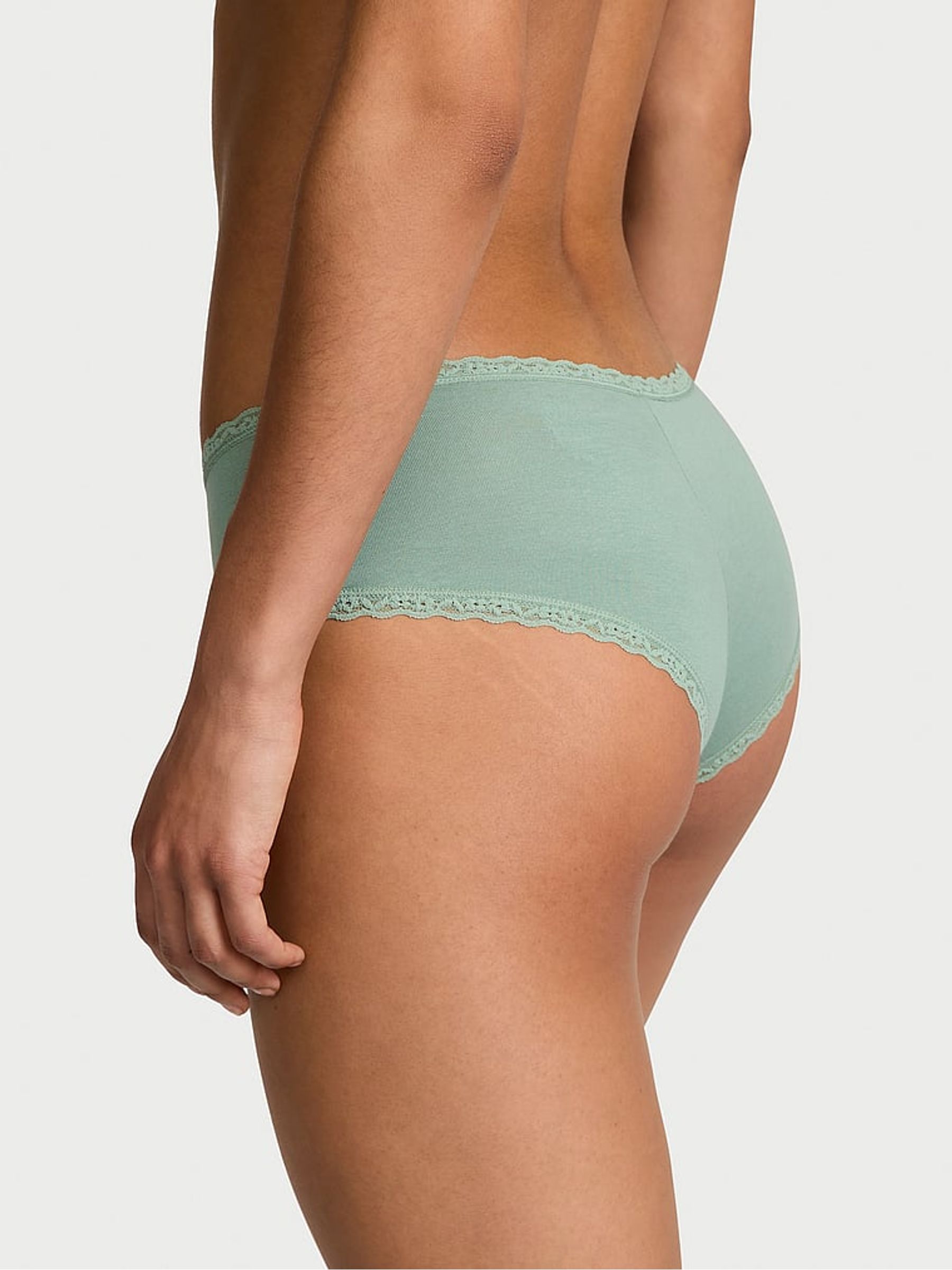 Seasalt Green Cheeky Cotton Lace Waist Knickers - Image 2 of 2
