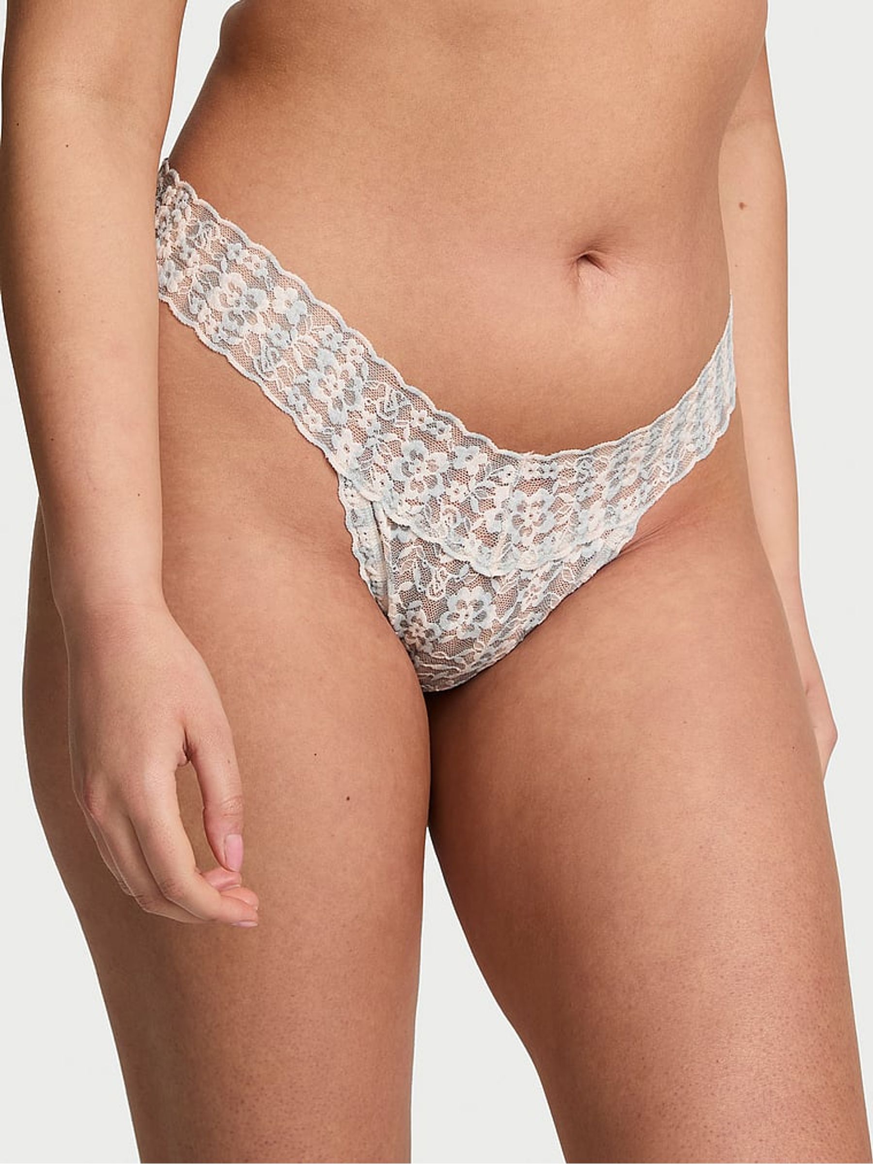 Grey Fog Stripe Thong Knickers - Image 1 of 2