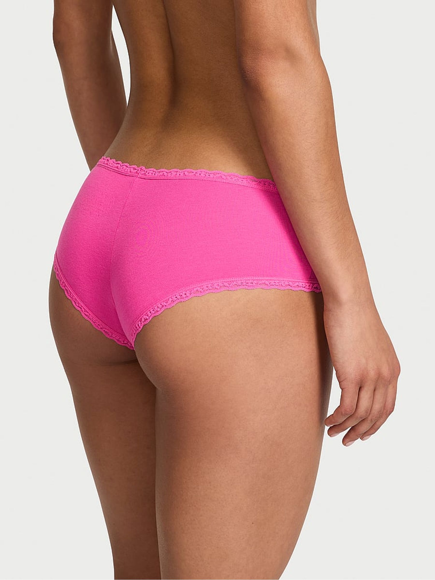 Ultra Pink Cheeky Cotton Lace Waist Knickers - Image 2 of 3