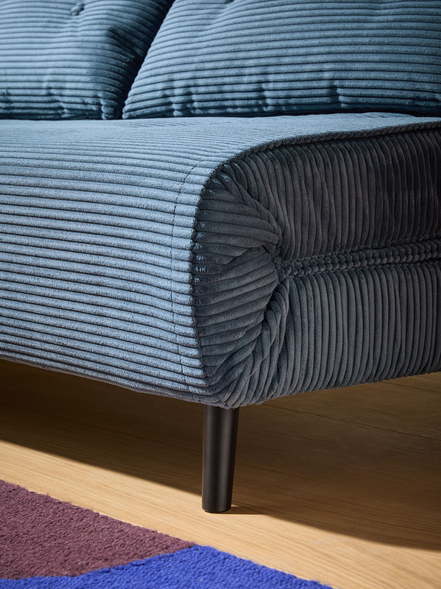 Large Haru 2 Seater Sofa Bed in Steel Blue Corduroy - Image 3 of 6