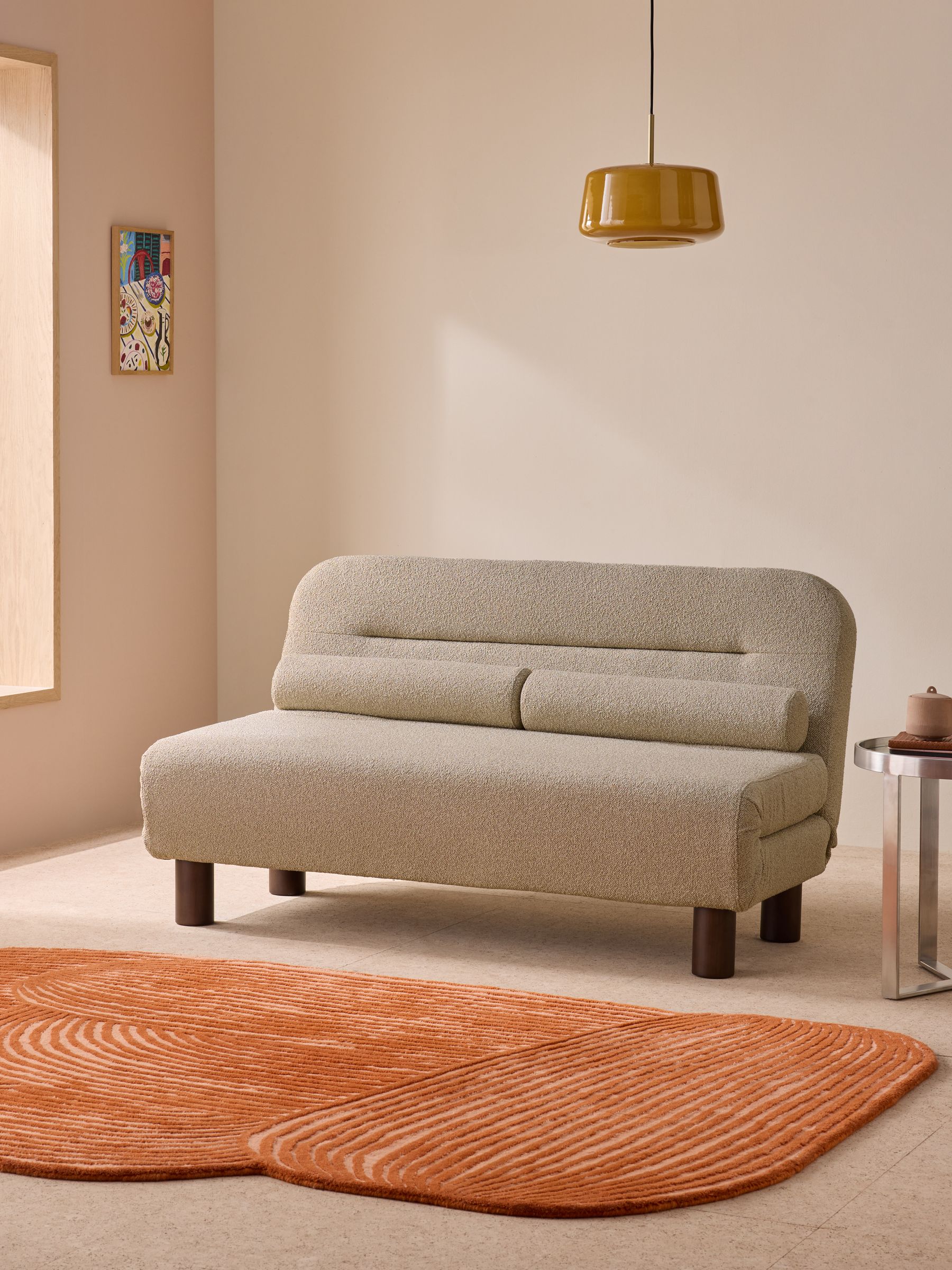 Large Maxton 2 Seater Sofa Bed in Natural Linen Soft Touch Boucle - Image 1 of 7 Large Maxton 2 Seater Sofa Bed in Natural Linen Soft Touch Boucle - Image 1 of 7