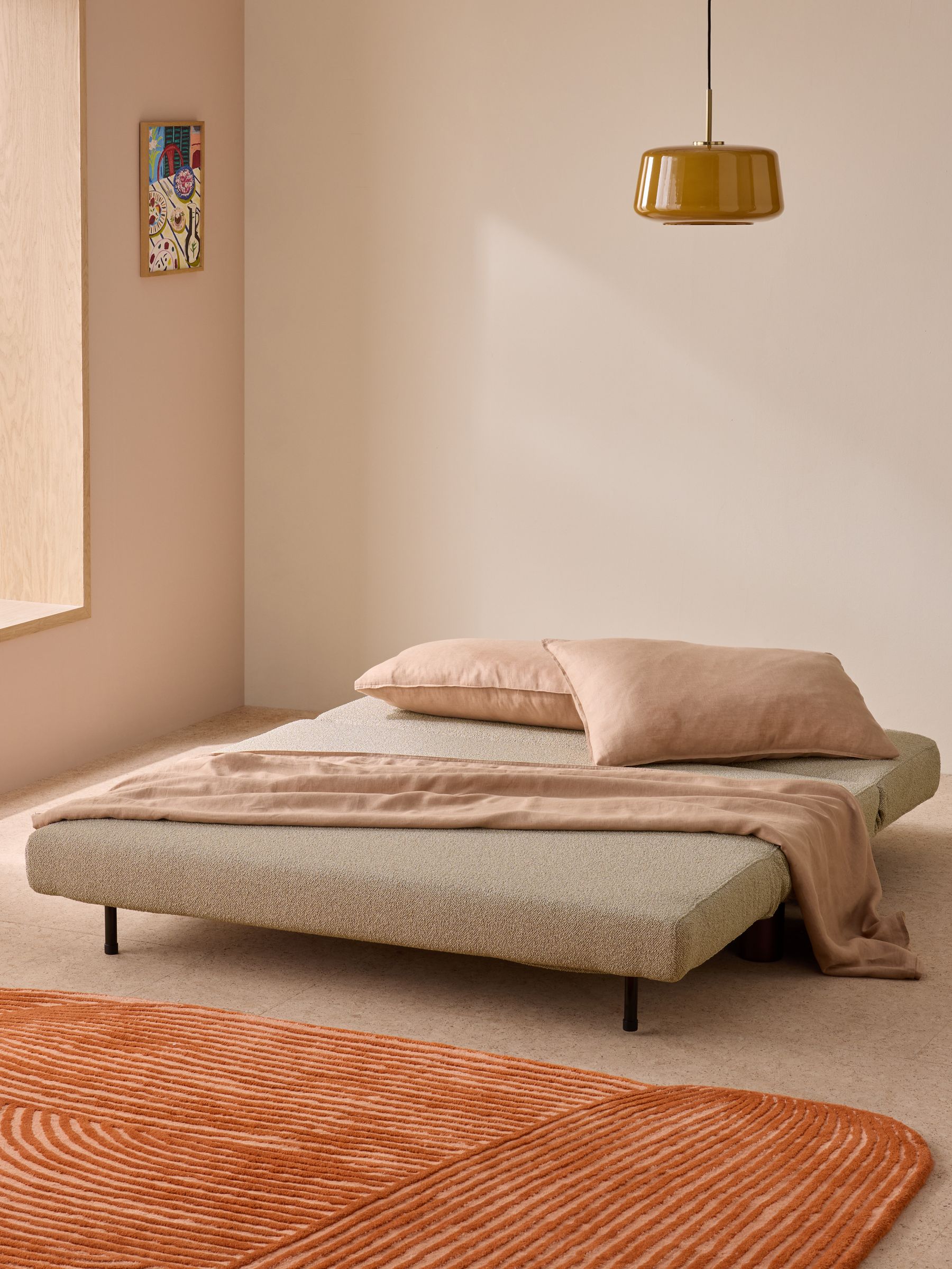 Large Maxton 2 Seater Sofa Bed in Natural Linen Soft Touch Boucle - Image 2 of 7 Large Maxton 2 Seater Sofa Bed in Natural Linen Soft Touch Boucle - Image 2 of 7