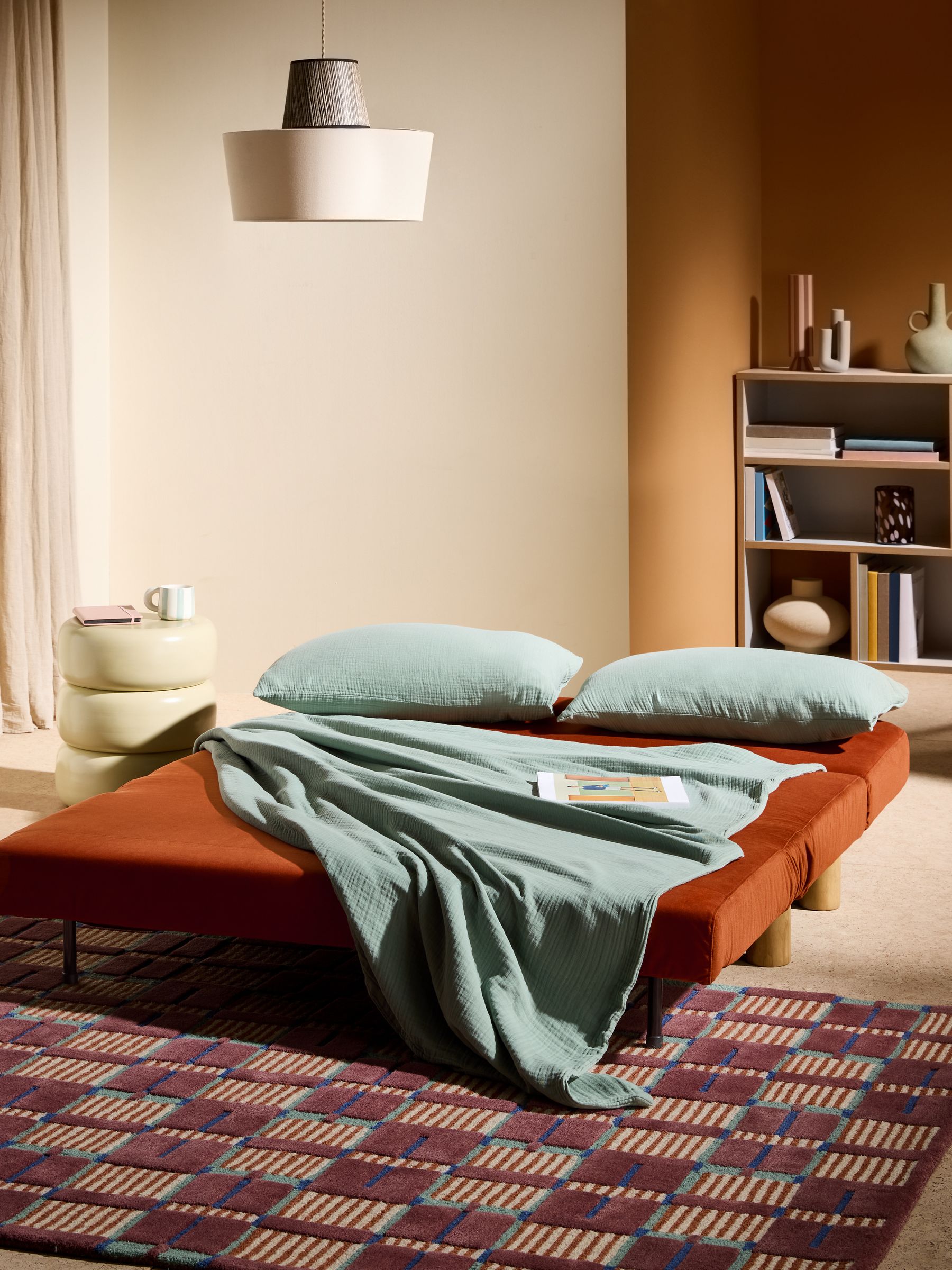 Large Maxton 2 Seater Sofa Bed in Cinnamon Orange Velvet - Image 2 of 7