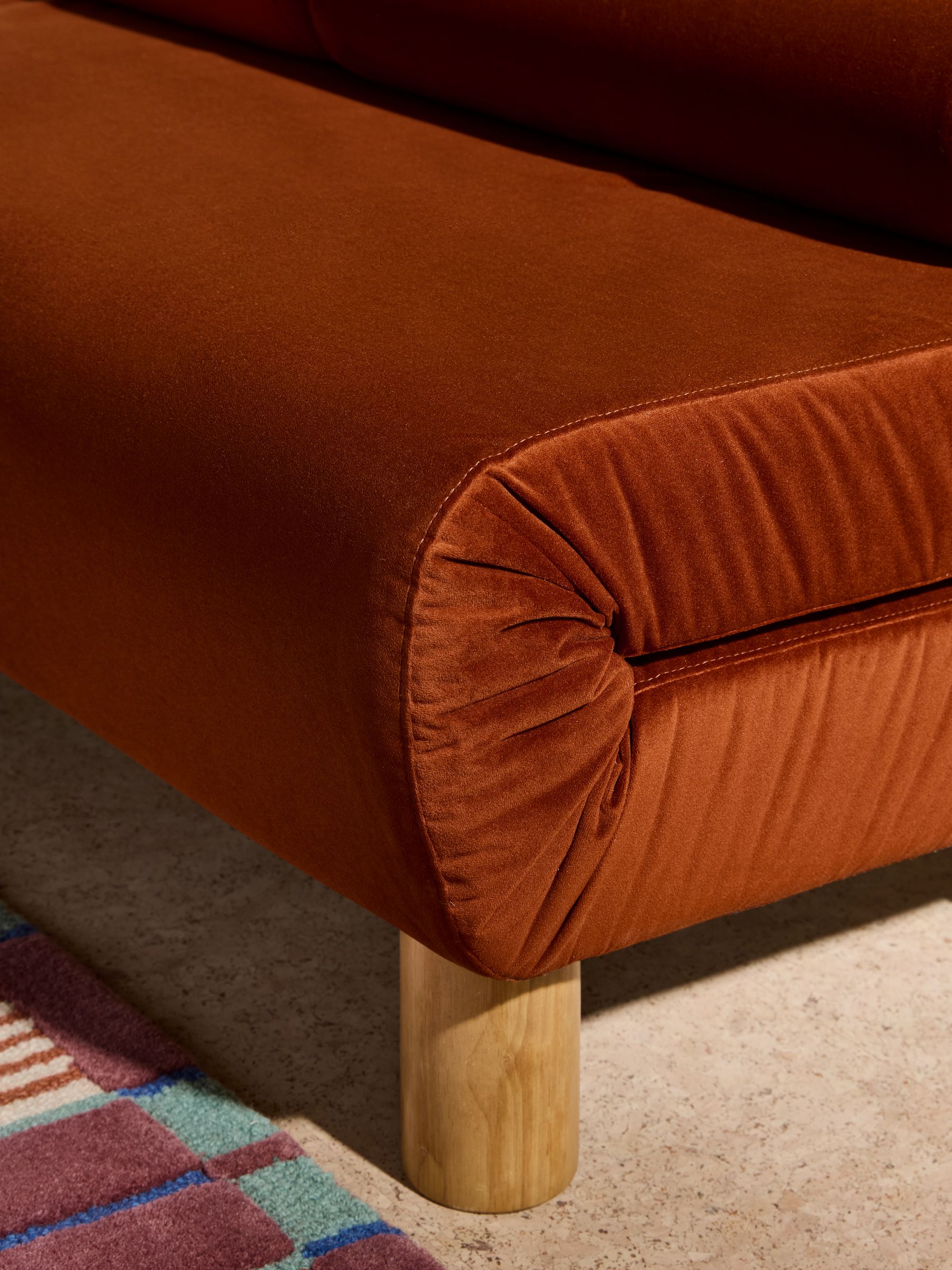 Large Maxton 2 Seater Sofa Bed in Cinnamon Orange Velvet - Image 3 of 7