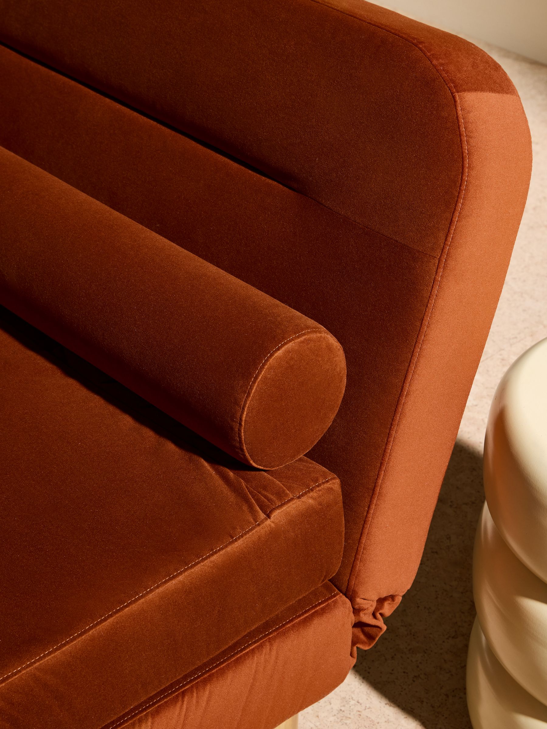 Large Maxton 2 Seater Sofa Bed in Cinnamon Orange Velvet - Image 5 of 7