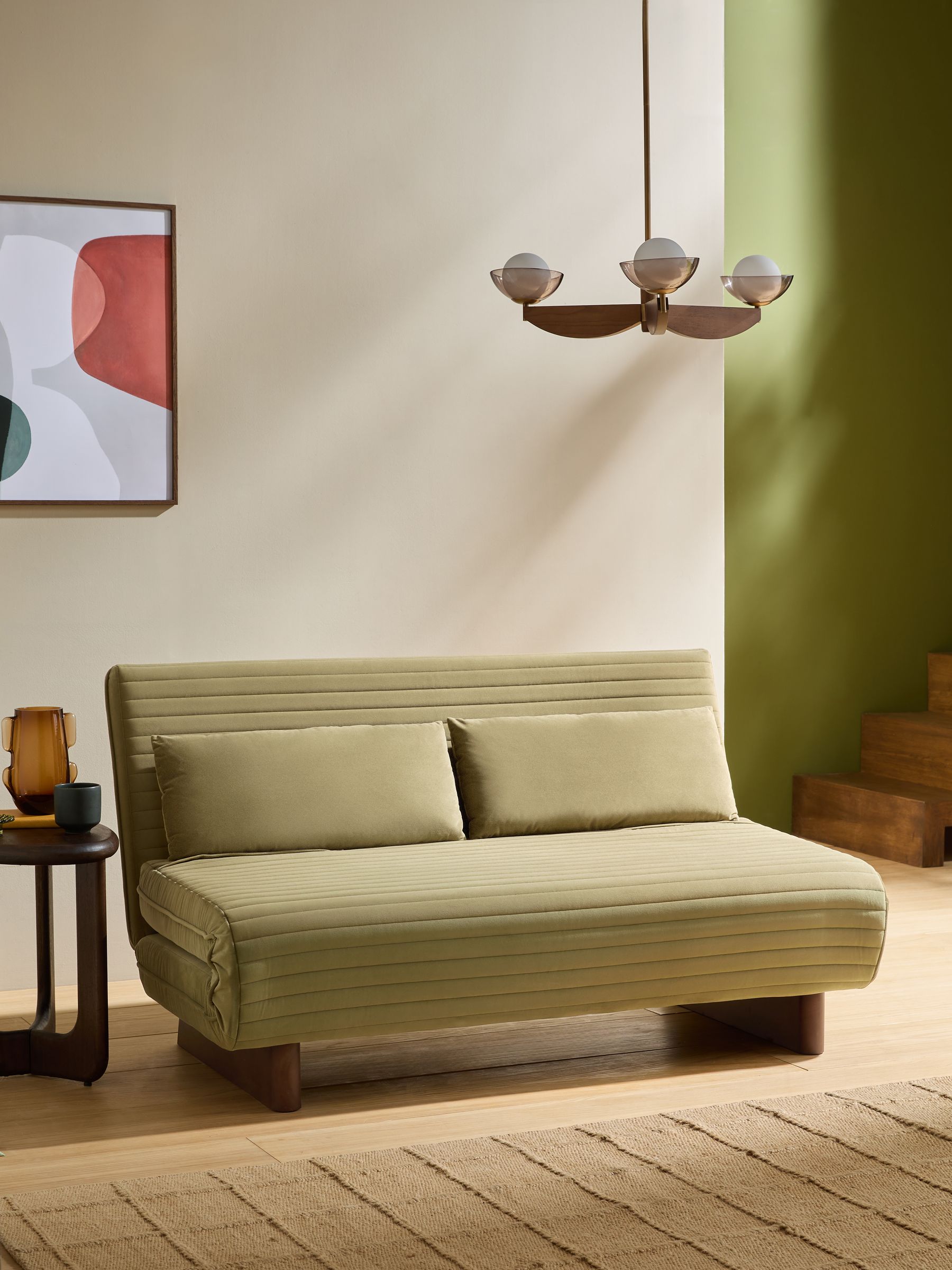 Large Bingham 2 Seater Sofa Bed in Fern Green Velvet - Image 1 of 6