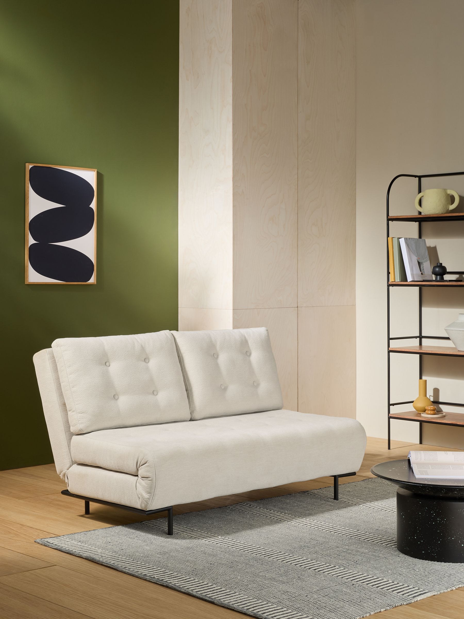 Large Lina 2 Seater Sofa Bed in Linen White Soft Textured Weave - Image 1 of 7