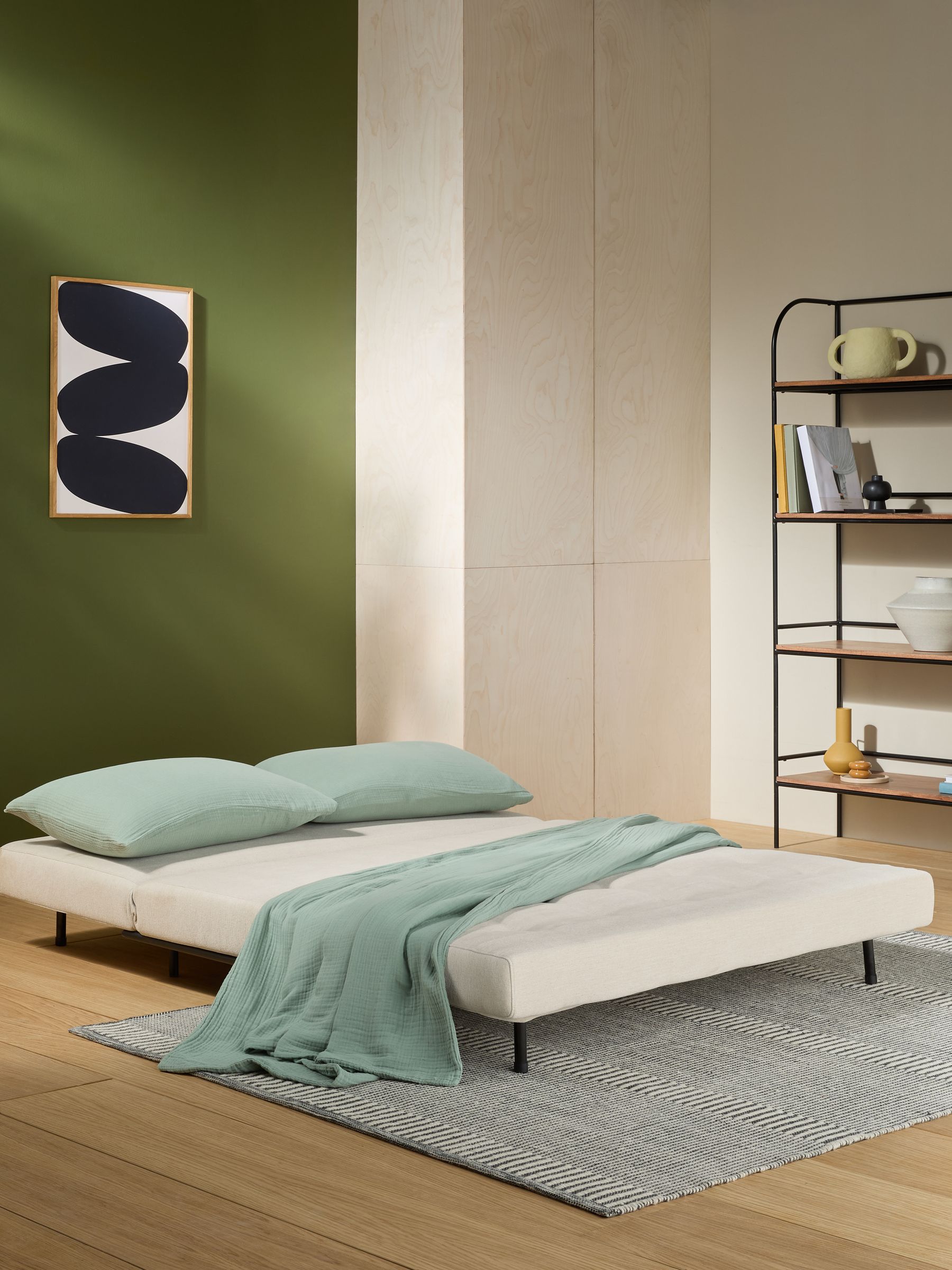 Large Lina 2 Seater Sofa Bed in Linen White Soft Textured Weave - Image 2 of 7