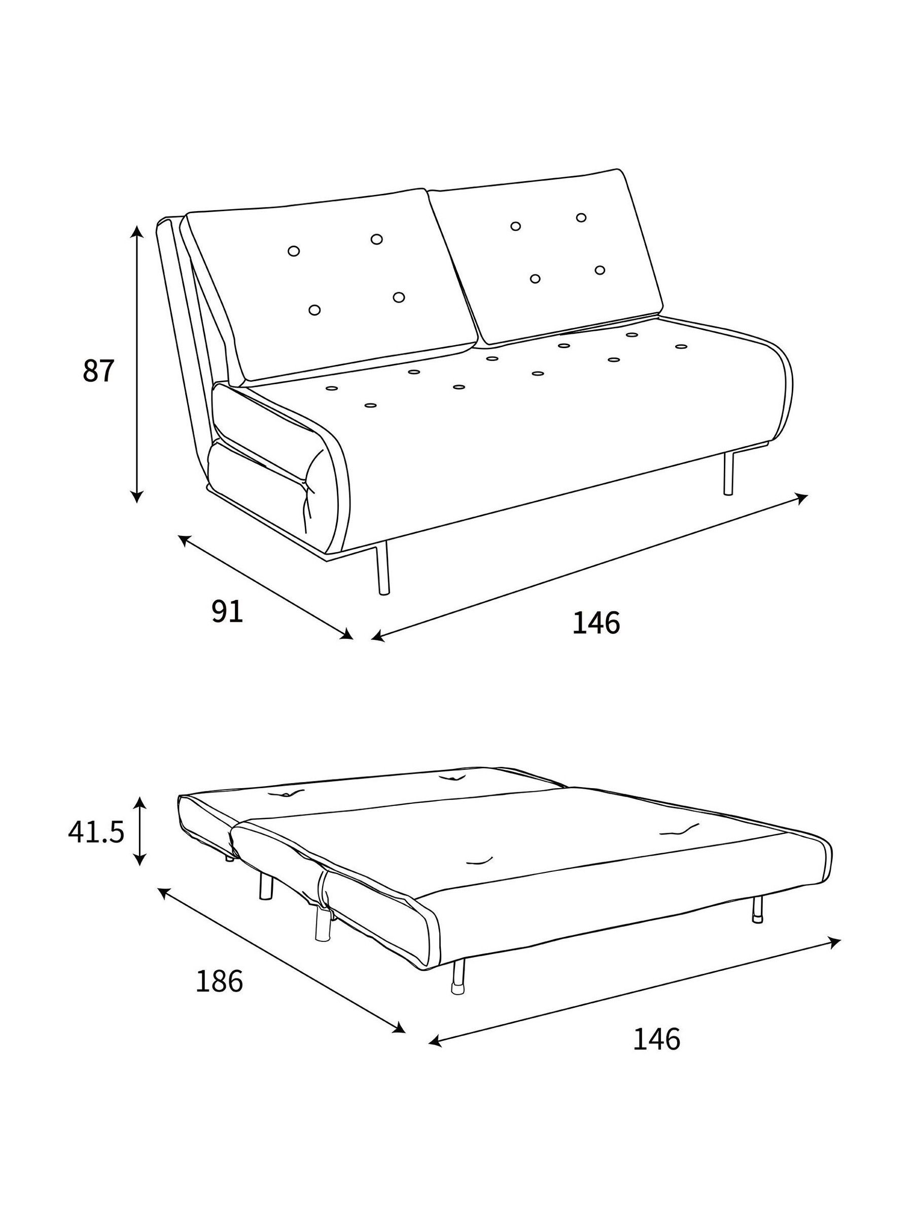 Large Lina 2 Seater Sofa Bed in Linen White Soft Textured Weave - Image 4 of 7