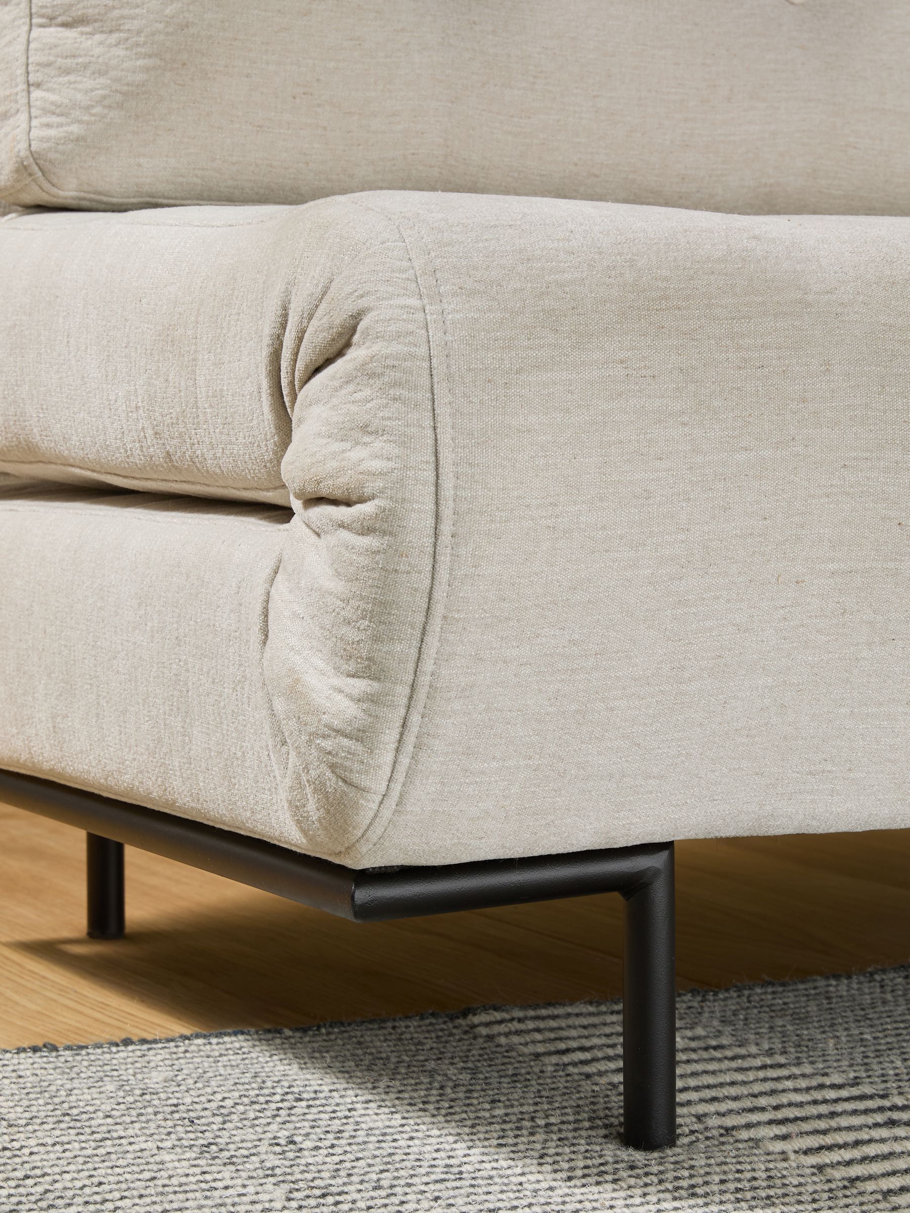 Large Lina 2 Seater Sofa Bed in Linen White Soft Textured Weave - Image 5 of 7