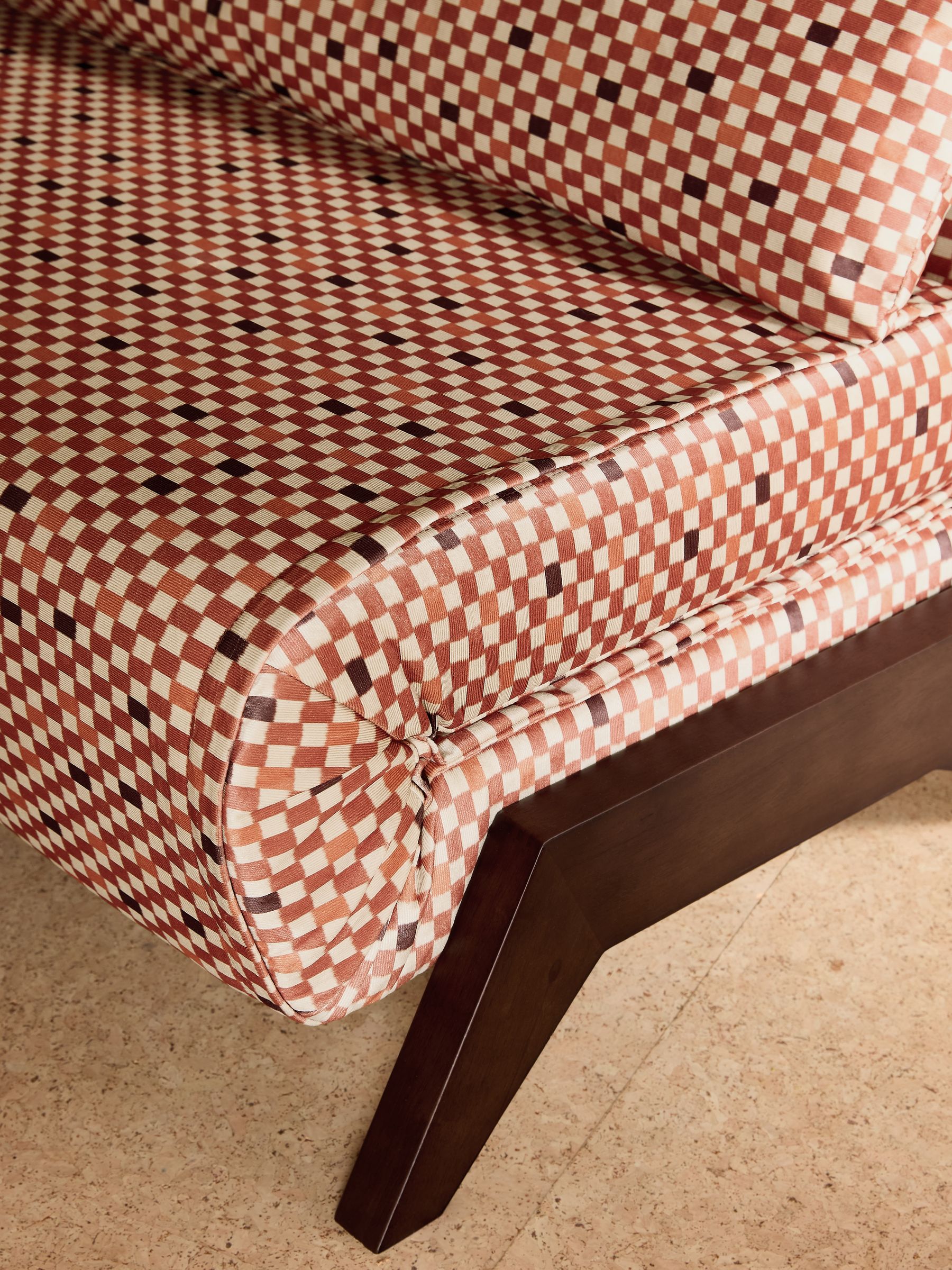 Large Kimpton 2 Seater Sofa Bed in Rust Red Checked Velvet - Image 3 of 7