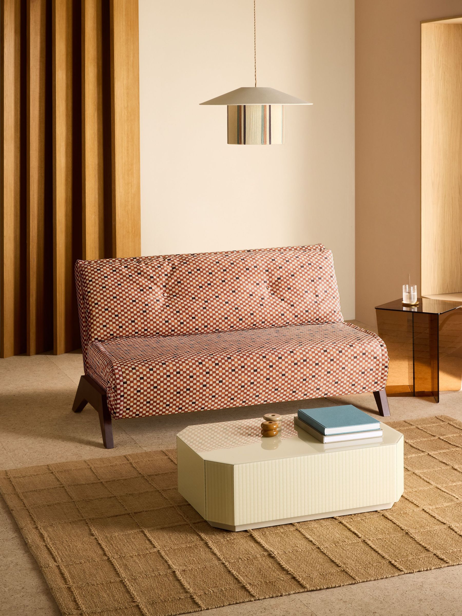 Large Kimpton 2 Seater Sofa Bed in Rust Red Checked Velvet - Image 8 of 10