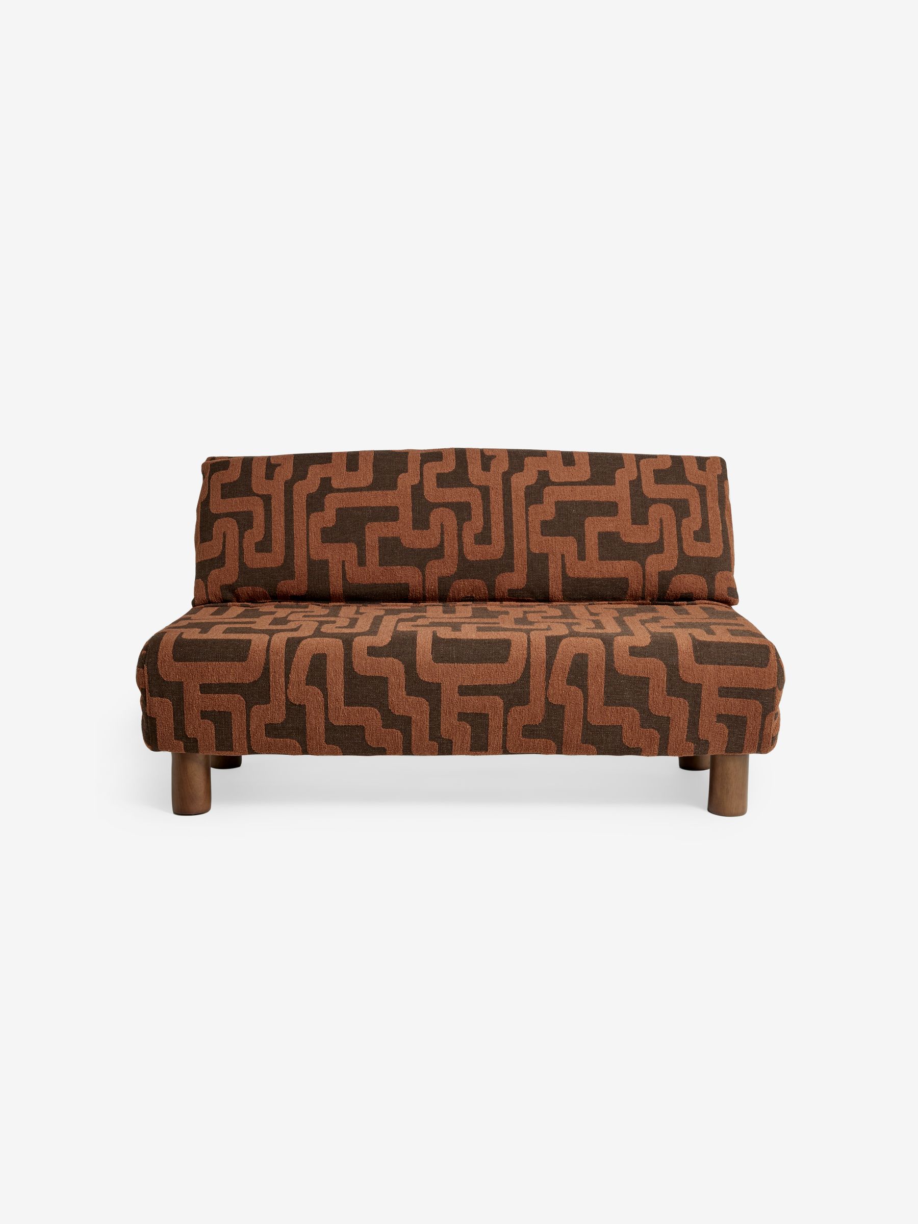 Large Elara 2 Seater Sofa Bed in Chocolate Brown Clyde Abstract - Image 6 of 6