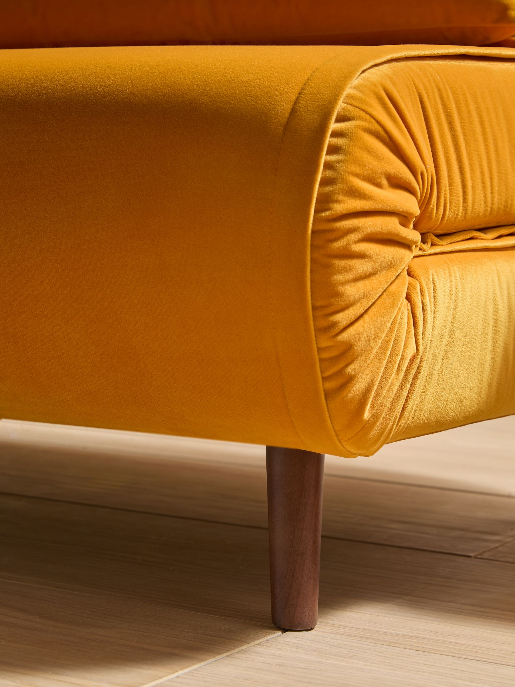 Large Haru 2 Seater Sofa Bed in Honey Yellow Velvet - Image 4 of 7