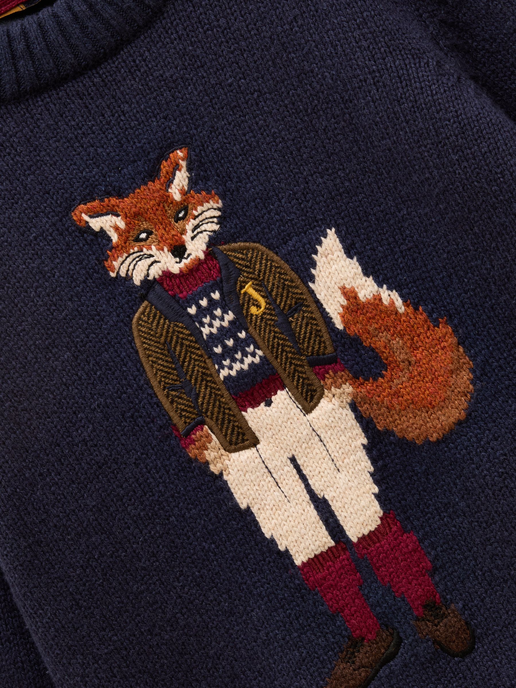 Intarsia Knit Animal Sweater in Dark Blue main image 1