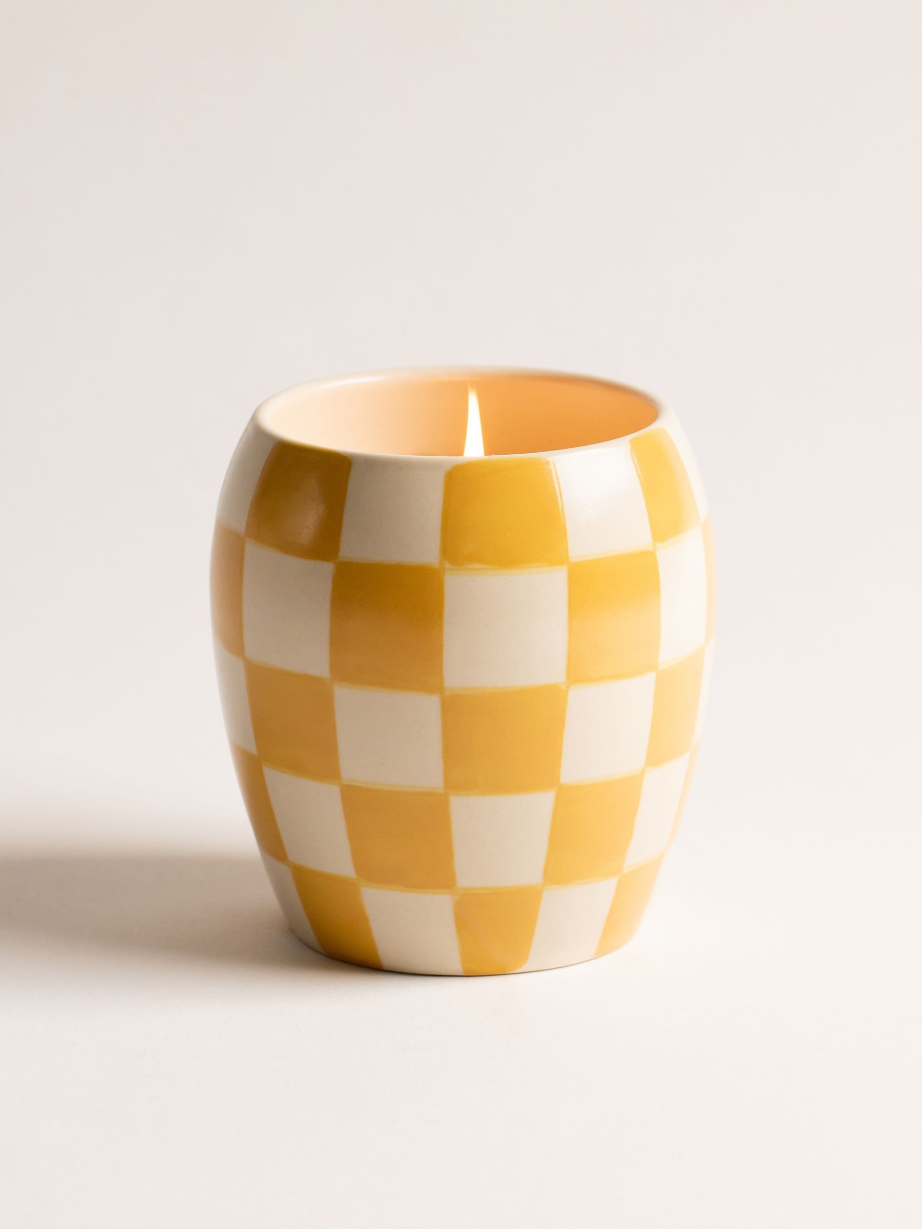 Paddywax Checkmate Golden Checkered Porcelain Candle 311g - Image 1 of 3