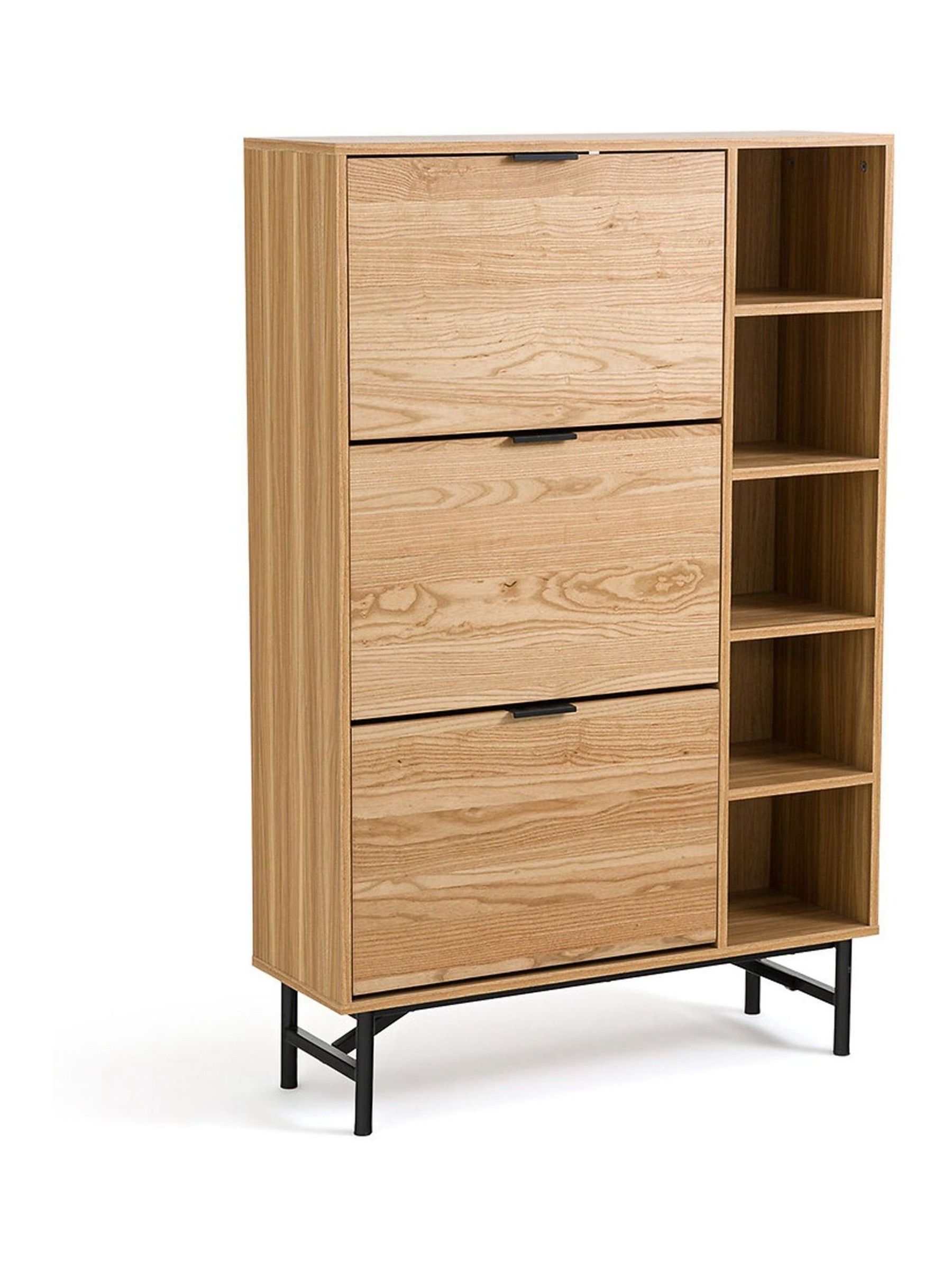 La Redoute Intérieurs Wood and Metal Jarta Ash Veneer 3-Door Shoe Cabinet - Image 1 of 6 La Redoute Intérieurs Wood and Metal Jarta Ash Veneer 3-Door Shoe Cabinet - Image 1 of 6