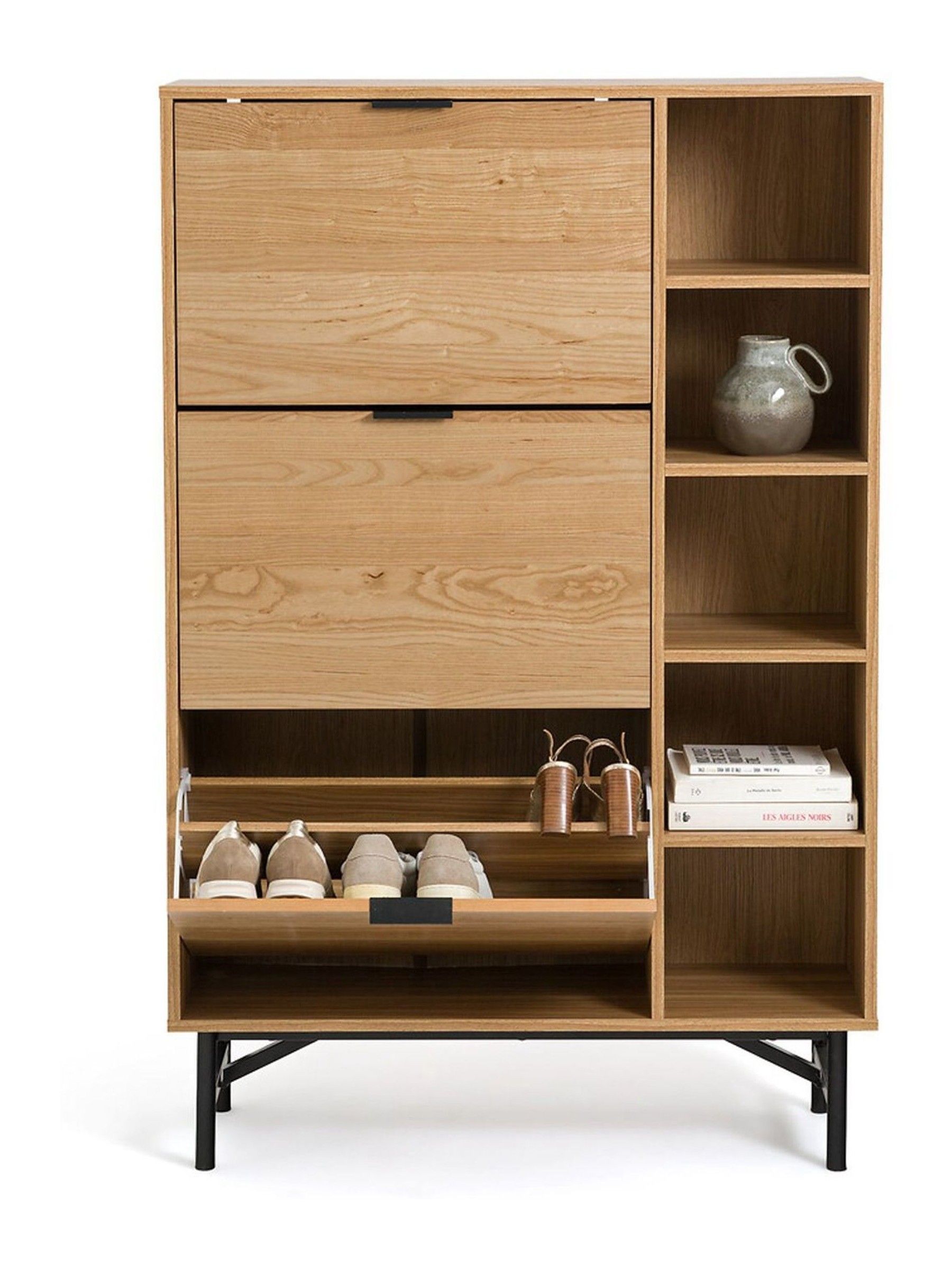 La Redoute Intérieurs Wood and Metal Jarta Ash Veneer 3-Door Shoe Cabinet - Image 2 of 6 La Redoute Intérieurs Wood and Metal Jarta Ash Veneer 3-Door Shoe Cabinet - Image 2 of 6