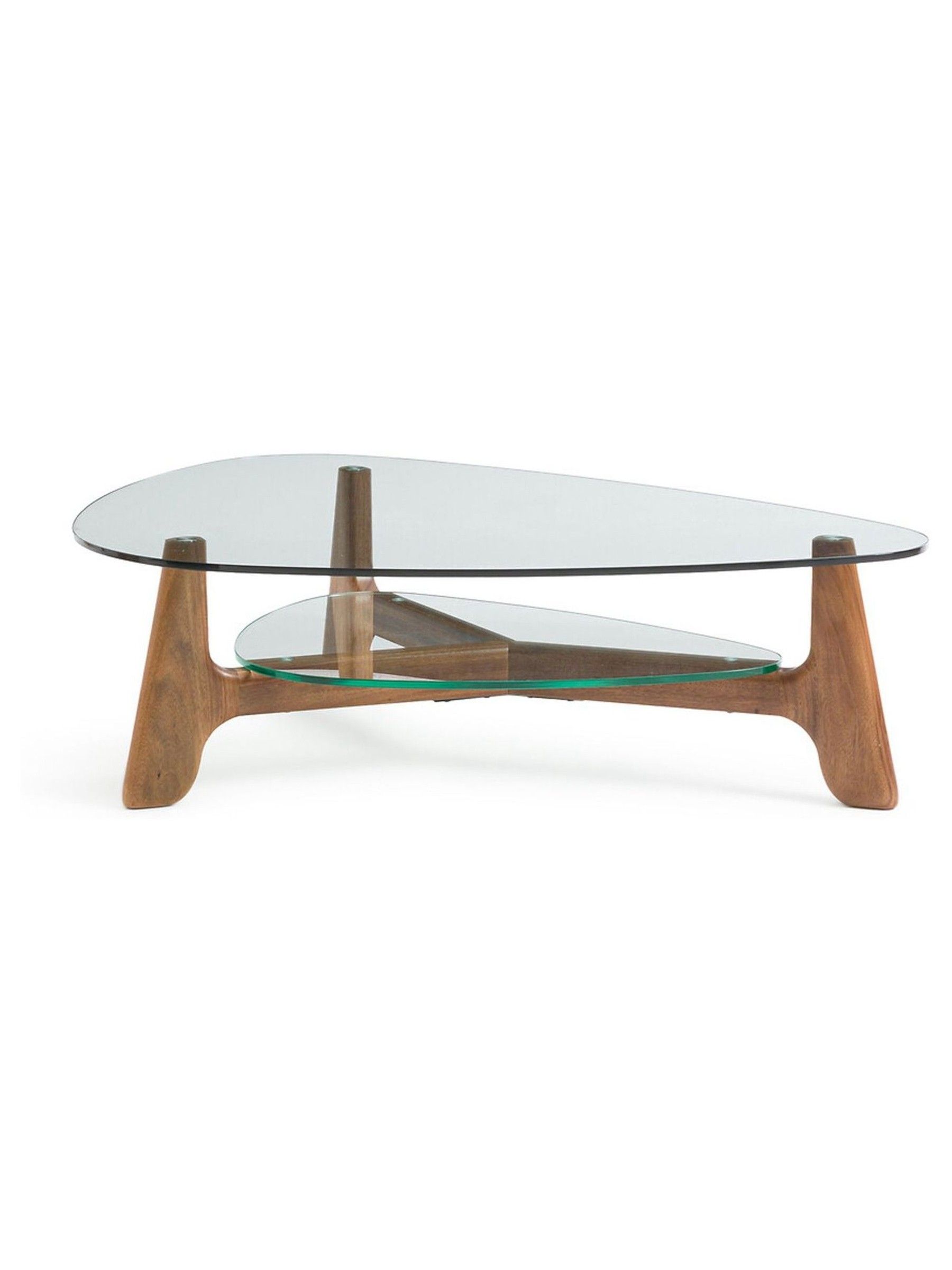 La Redoute Intérieurs Aiole Glass and Walnut Double-Top Coffee Table - Image 2 of 4
