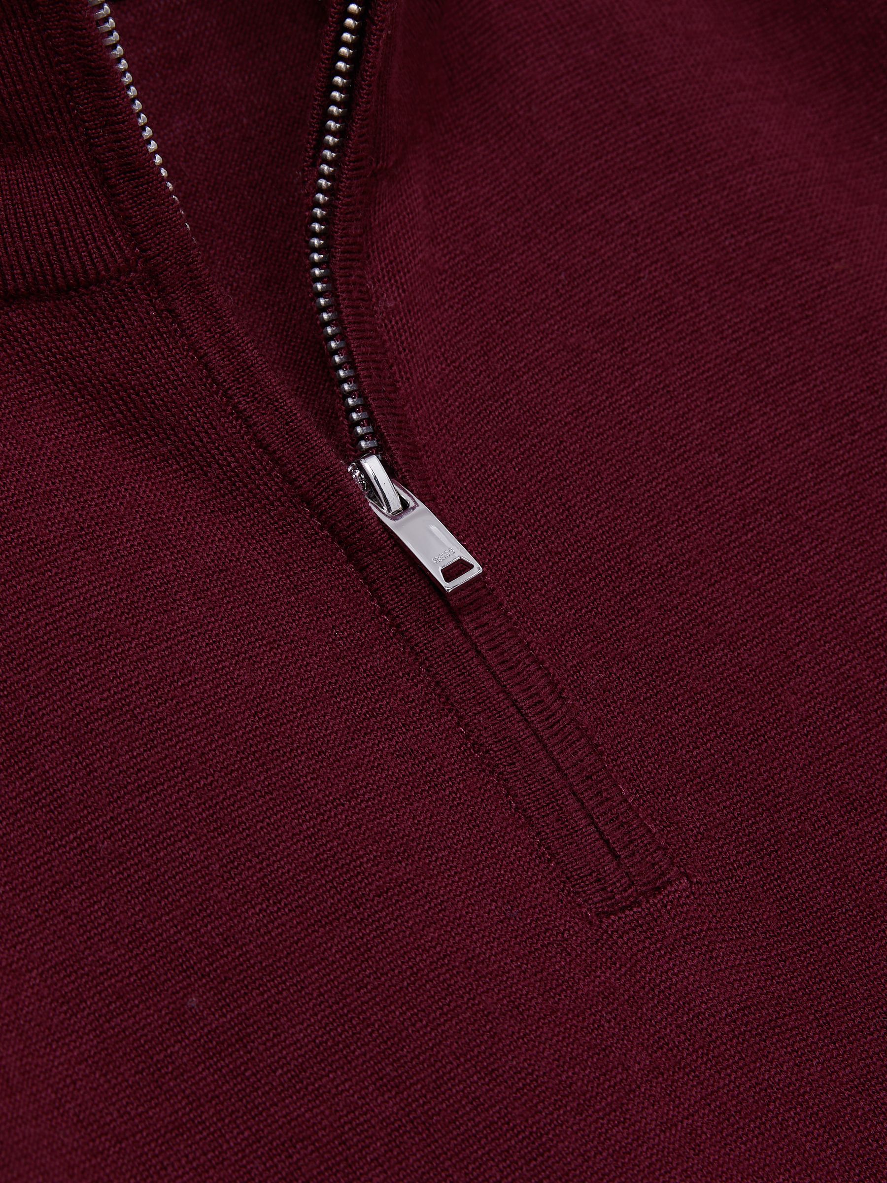 Merino Wool Half-Zip Funnel Neck Jumper in Claret Red - Image 6 of 6