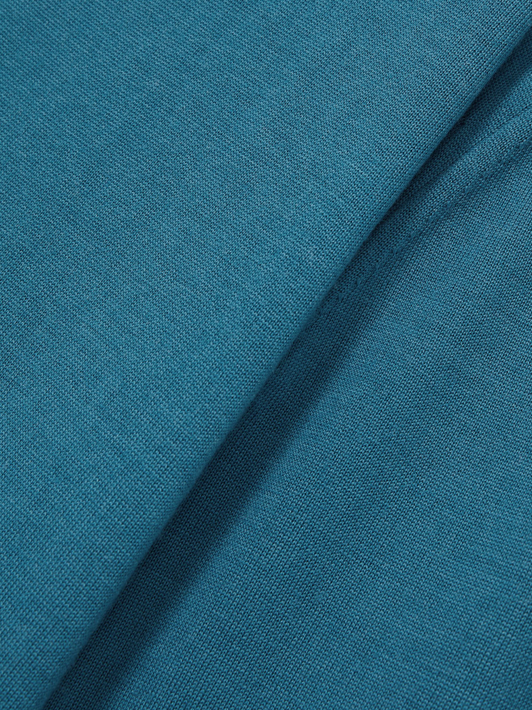Merino Wool Half-Zip Funnel Neck Jumper in Deep Teal Blue - Image 6 of 6