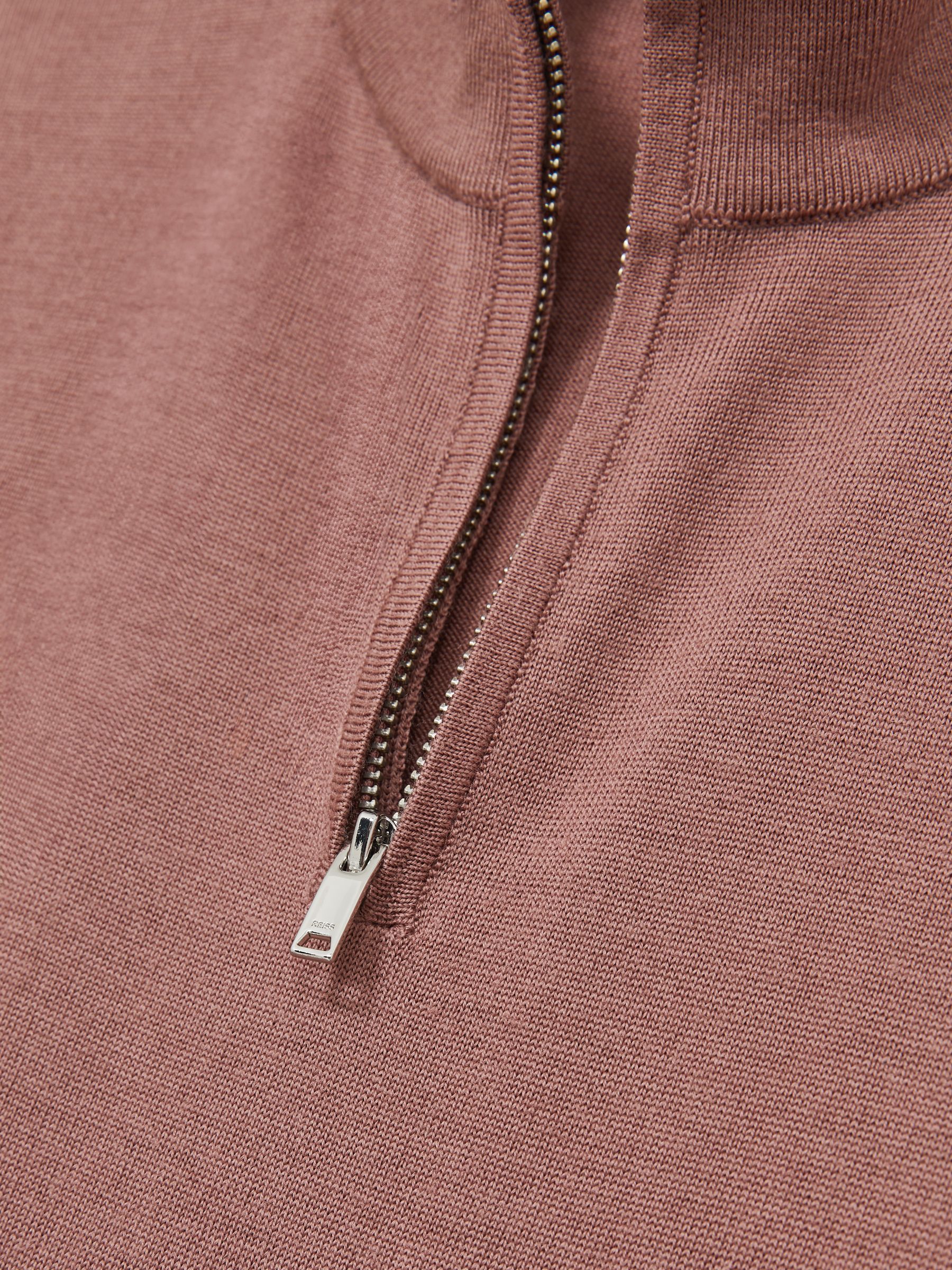 Merino Wool Half-Zip Funnel Neck Jumper in Dusty Blush Pink - Image 7 of 7