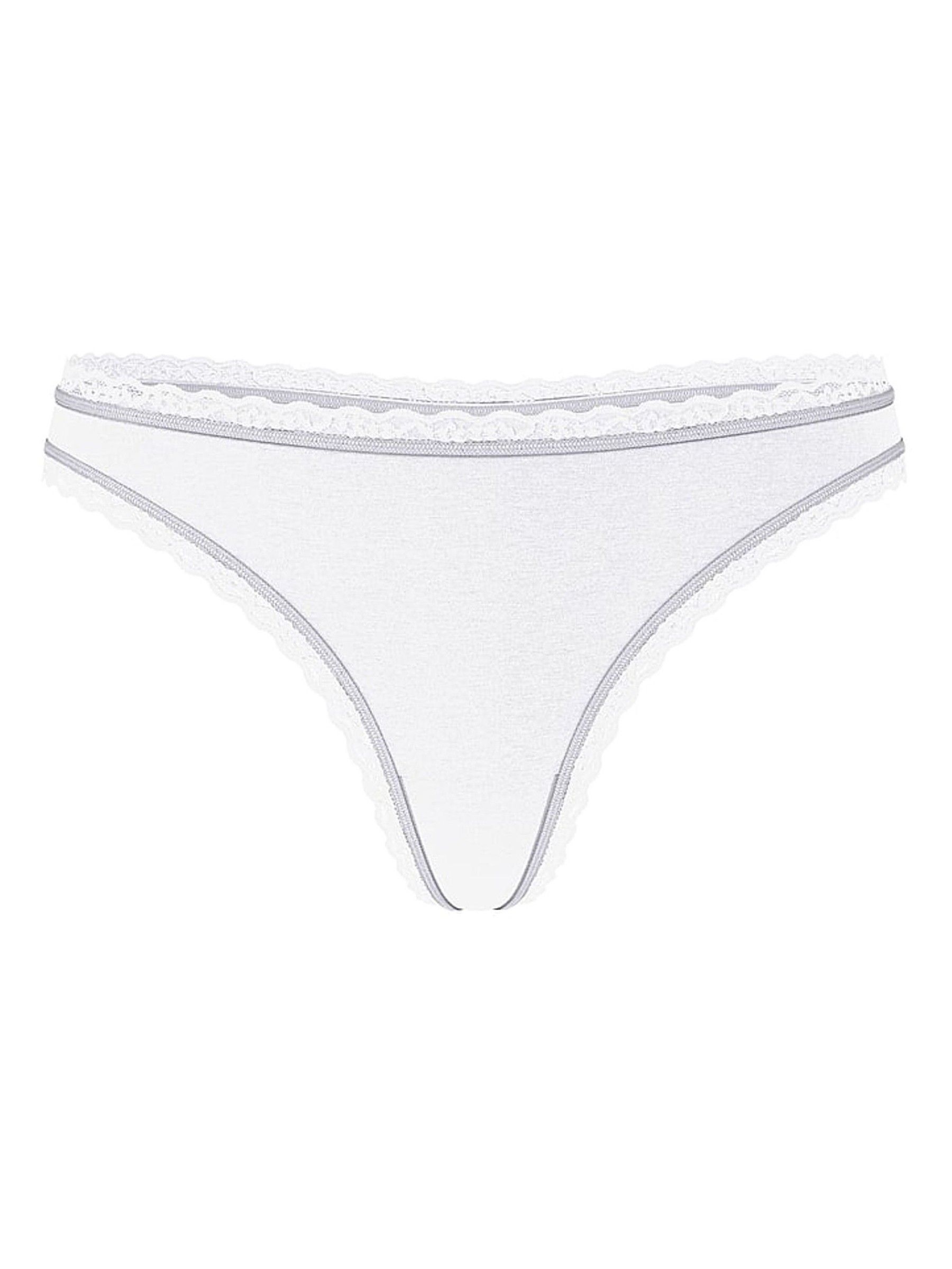White Thong Cotton Lace Waist Knickers - Image 3 of 3