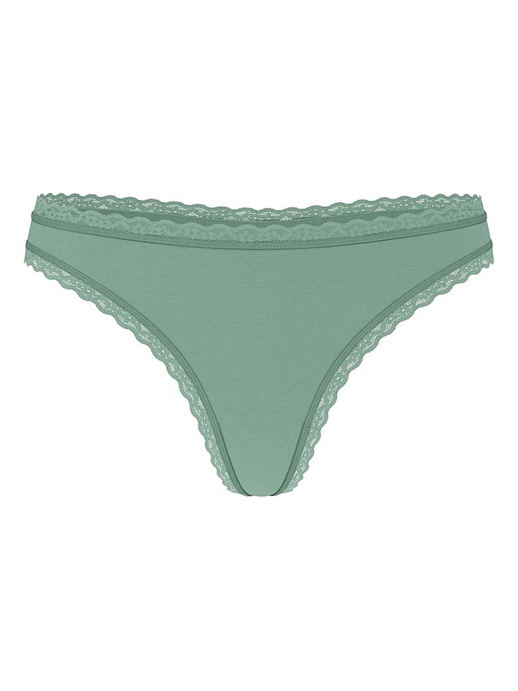 Seasalt Green Thong Cotton Lace Waist Knickers - Image 3 of 3