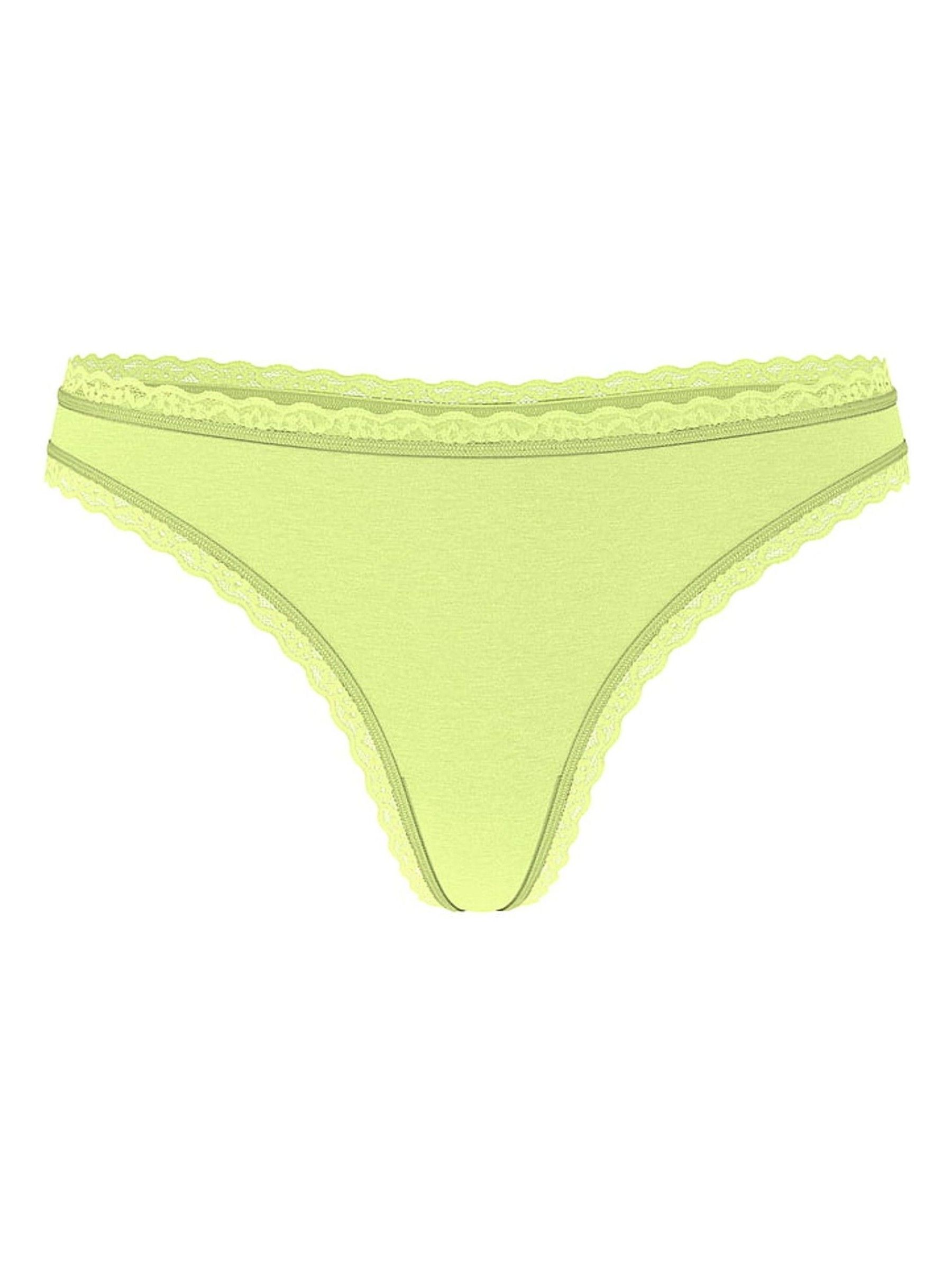 Lime Green Thong Cotton Lace Waist Knickers - Image 3 of 3