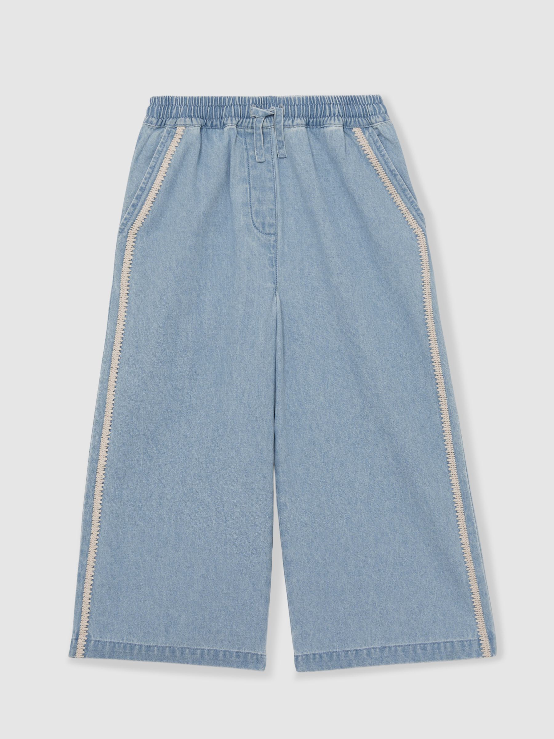9-13 yrs Cotton Chambray Relaxed Trousers in Light Blue - Image 2 of 4