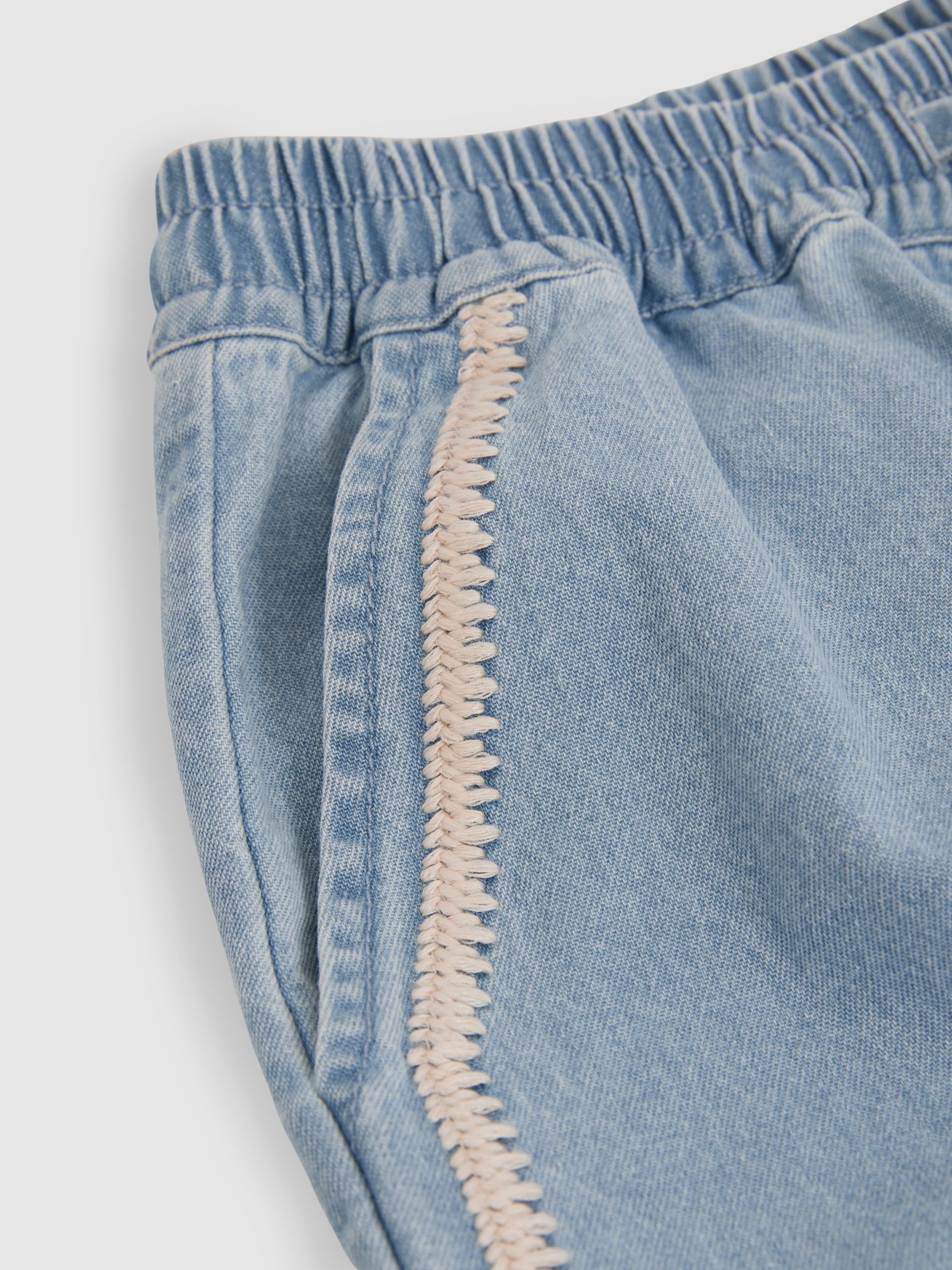 9-13 yrs Cotton Chambray Relaxed Trousers in Light Blue - Image 4 of 4