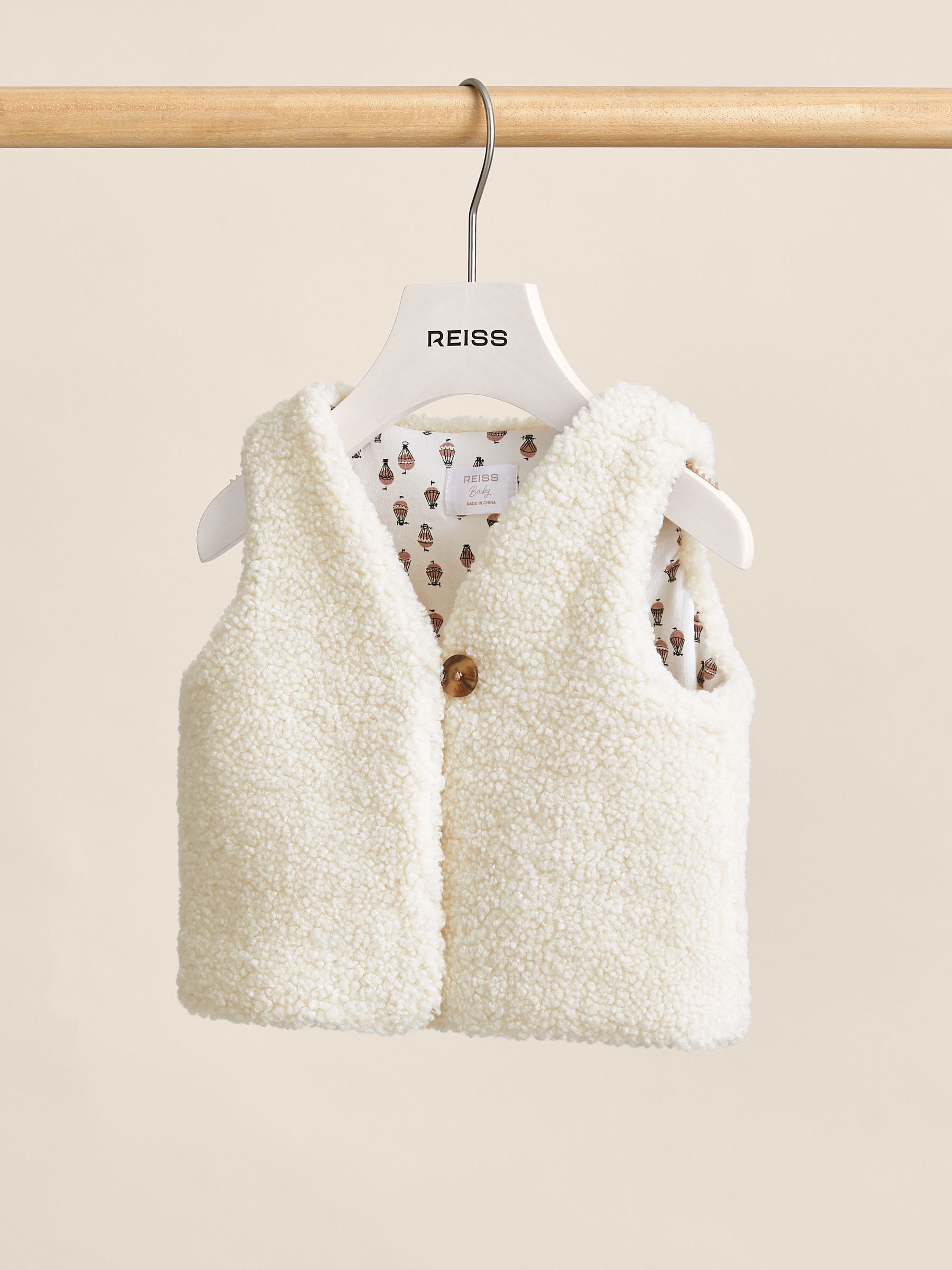 Lined Fleece Gilet in Ivory - Image 1 of 3