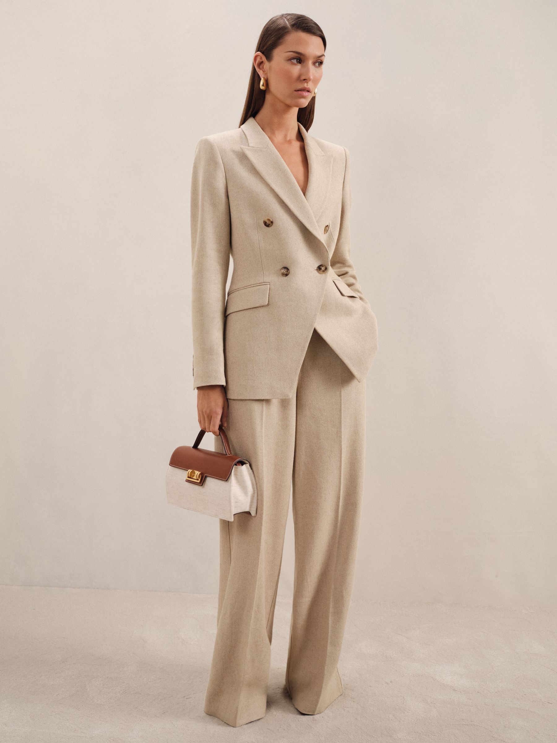 Petite Linen-Blend Wide-Leg Trousers in Neutral - image 5