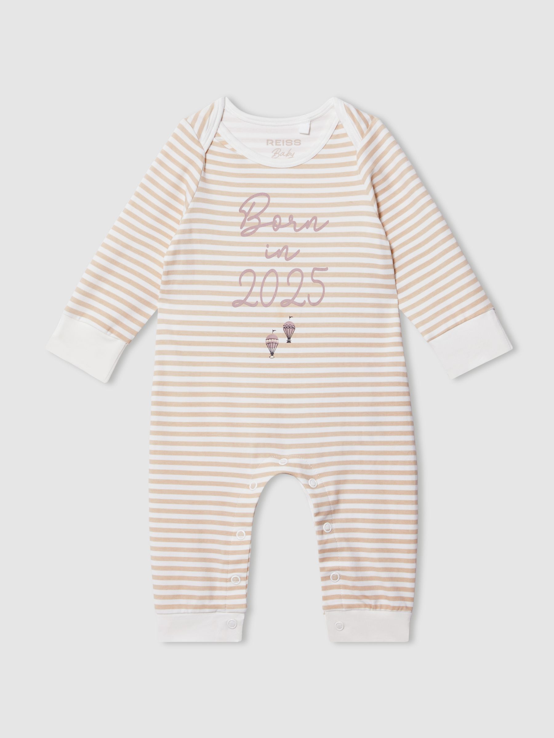 2025 Stripe Print Sleepsuit in Ivory - Image 2 of 4