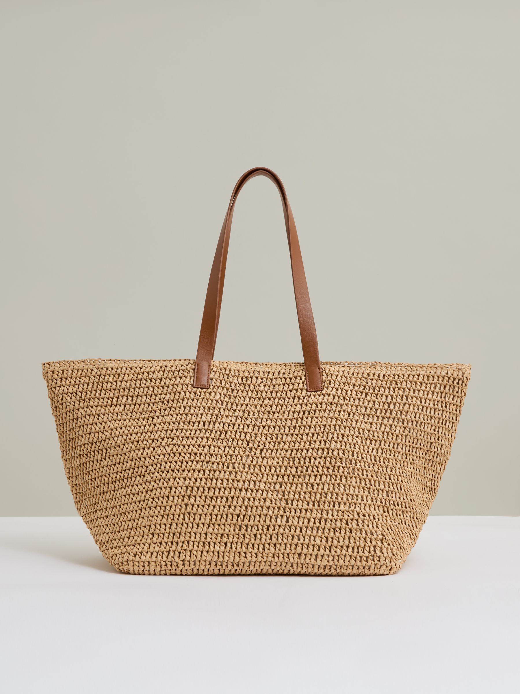 Flap-Pocket Raffia Tote Bag in Natural - Image 5 of 6