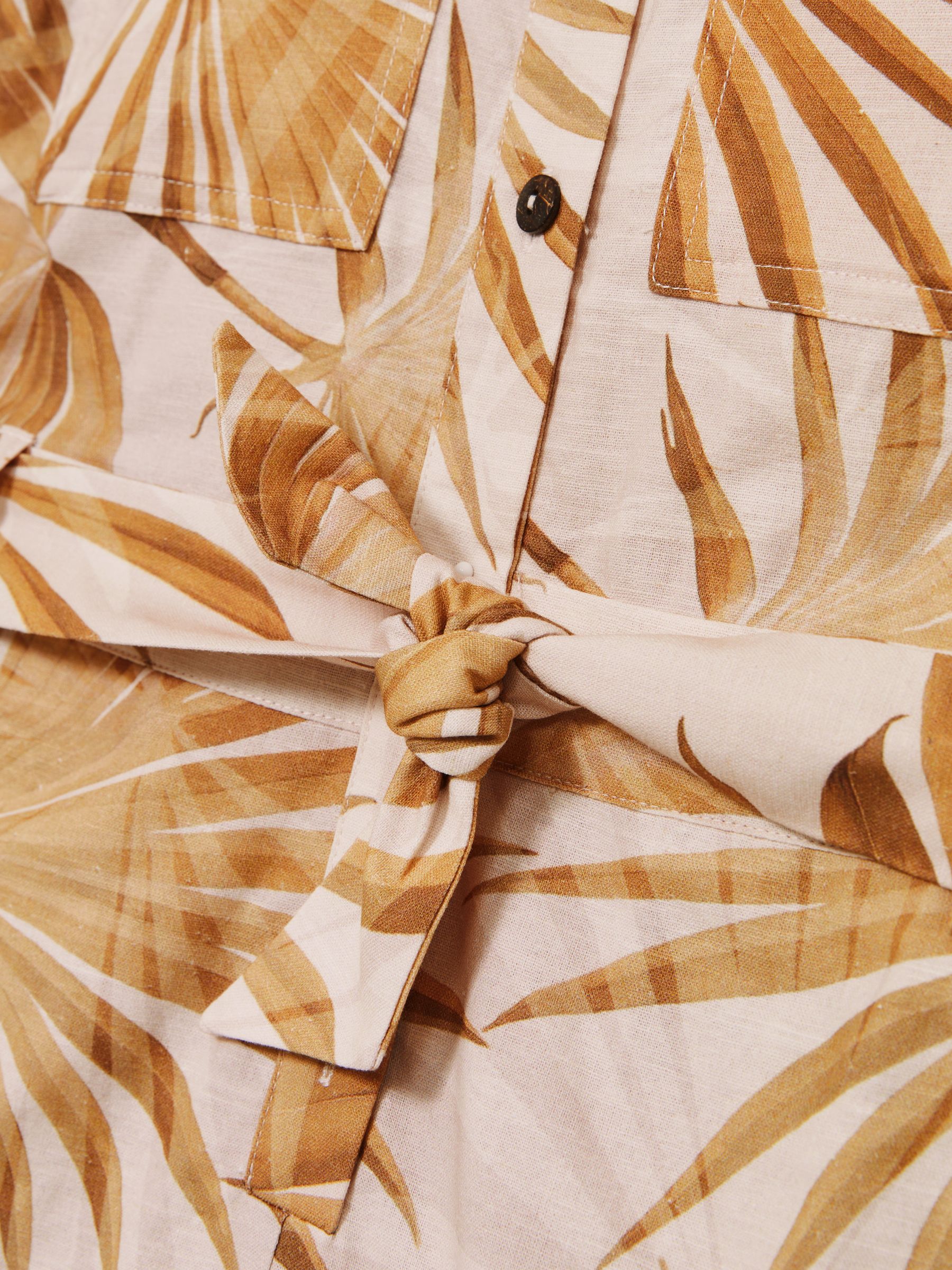 Cotton-Linen Palm-Print Playsuit in Multi - Image 4 of 4