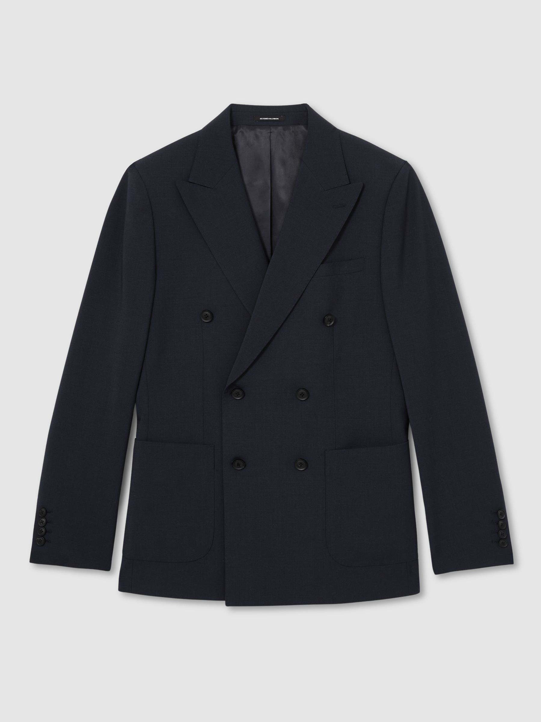 Slim-Fit Double-Breasted Wool-Blend Suit Blazer in Bright Blue - Image 2 of 9