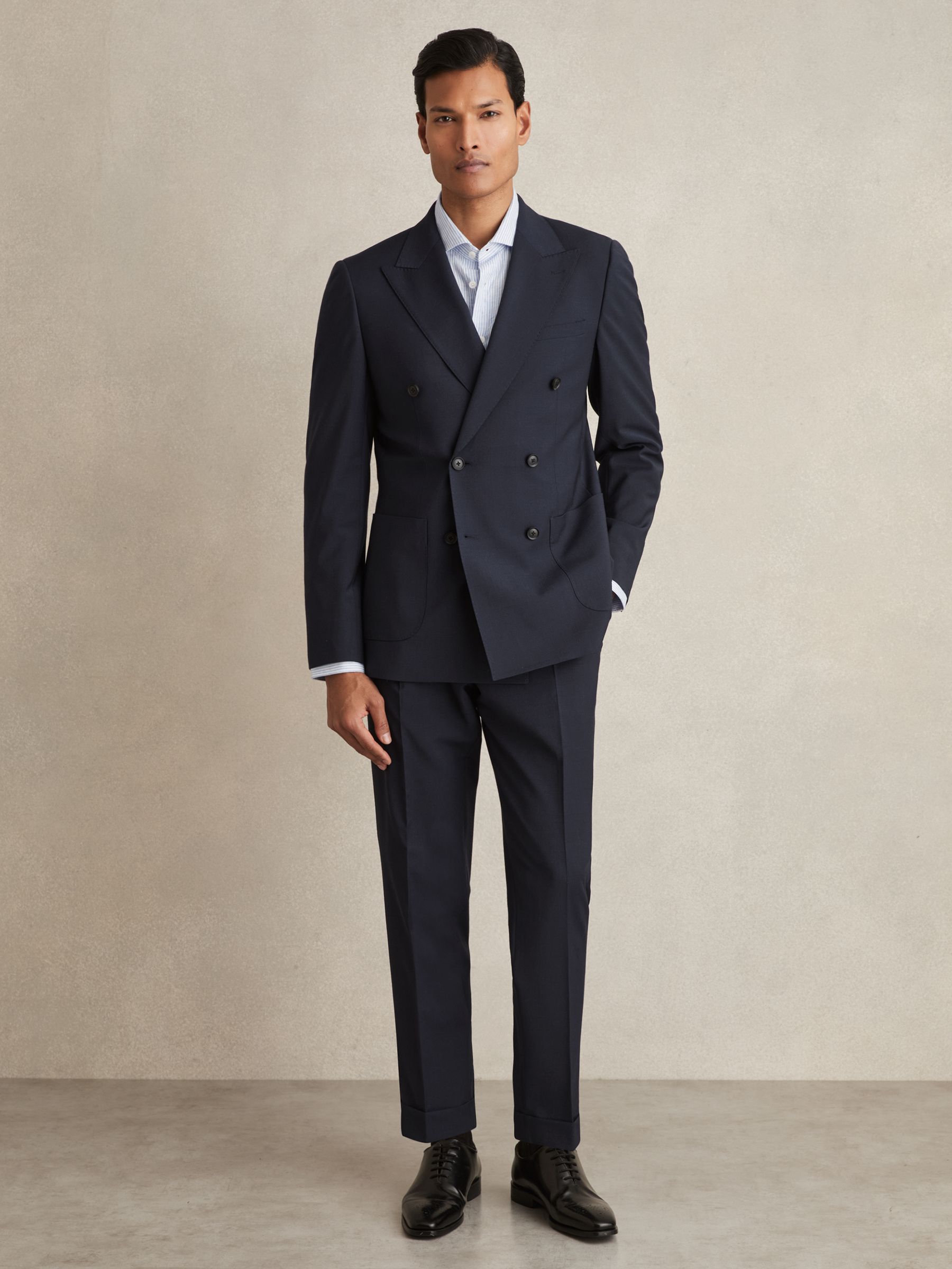 Slim-Fit Double-Breasted Wool-Blend Suit Blazer in Bright Blue - Image 3 of 9