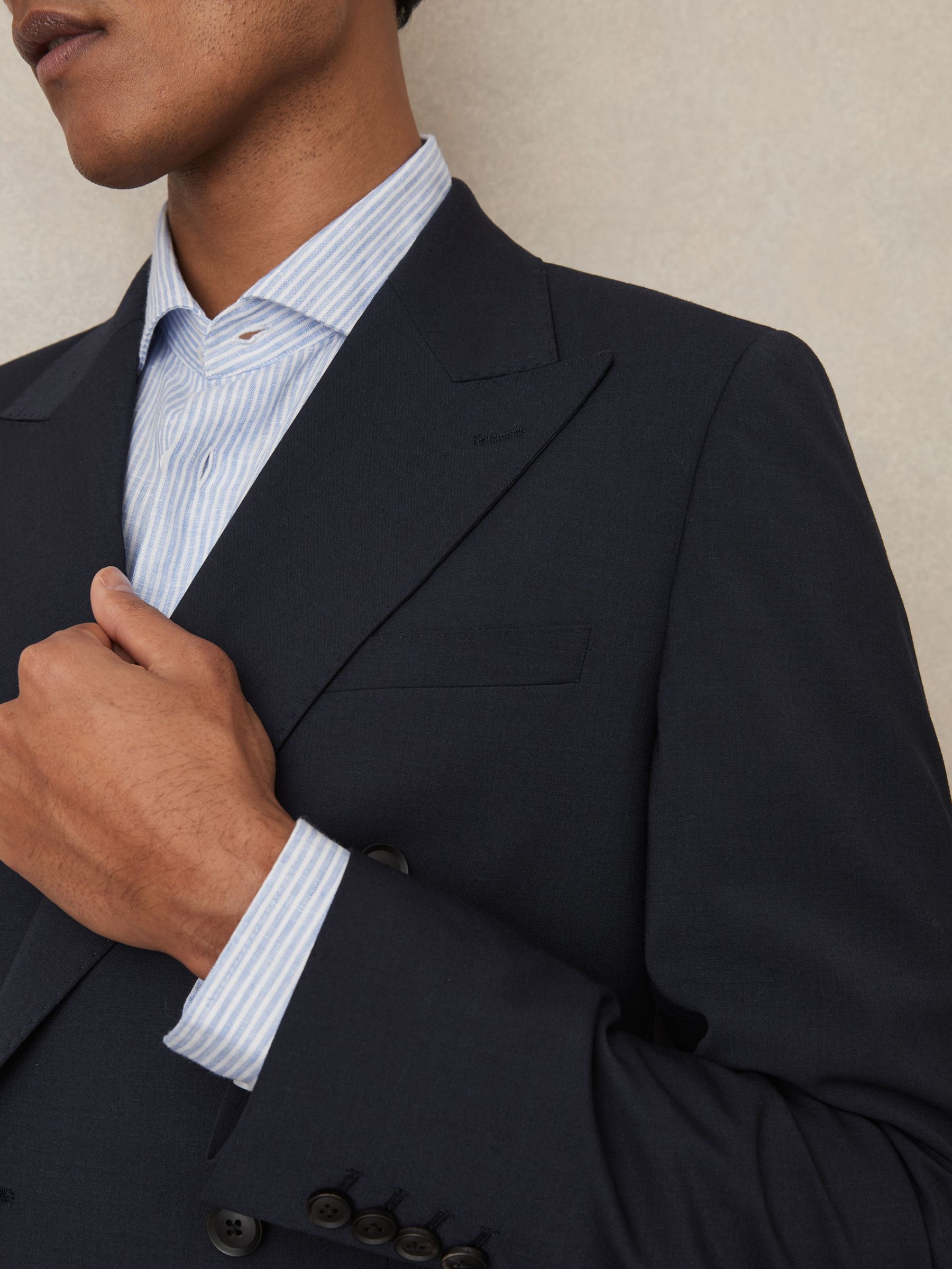 Slim-Fit Double-Breasted Wool-Blend Suit Blazer in Bright Blue - Image 5 of 9