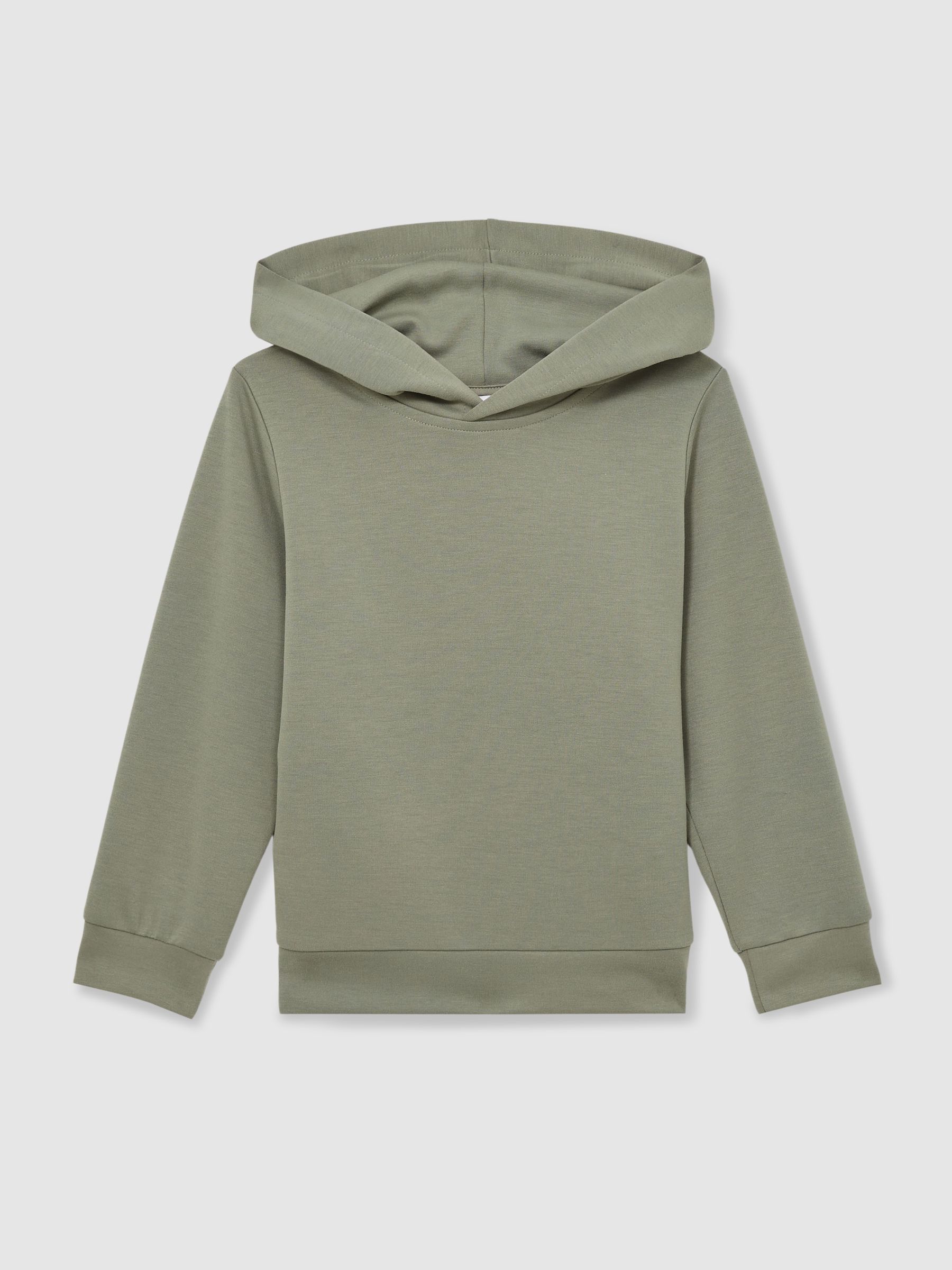 9-13 yrs Interlock Jersey Hoodie in Soft Sage Green - Image 2 of 4