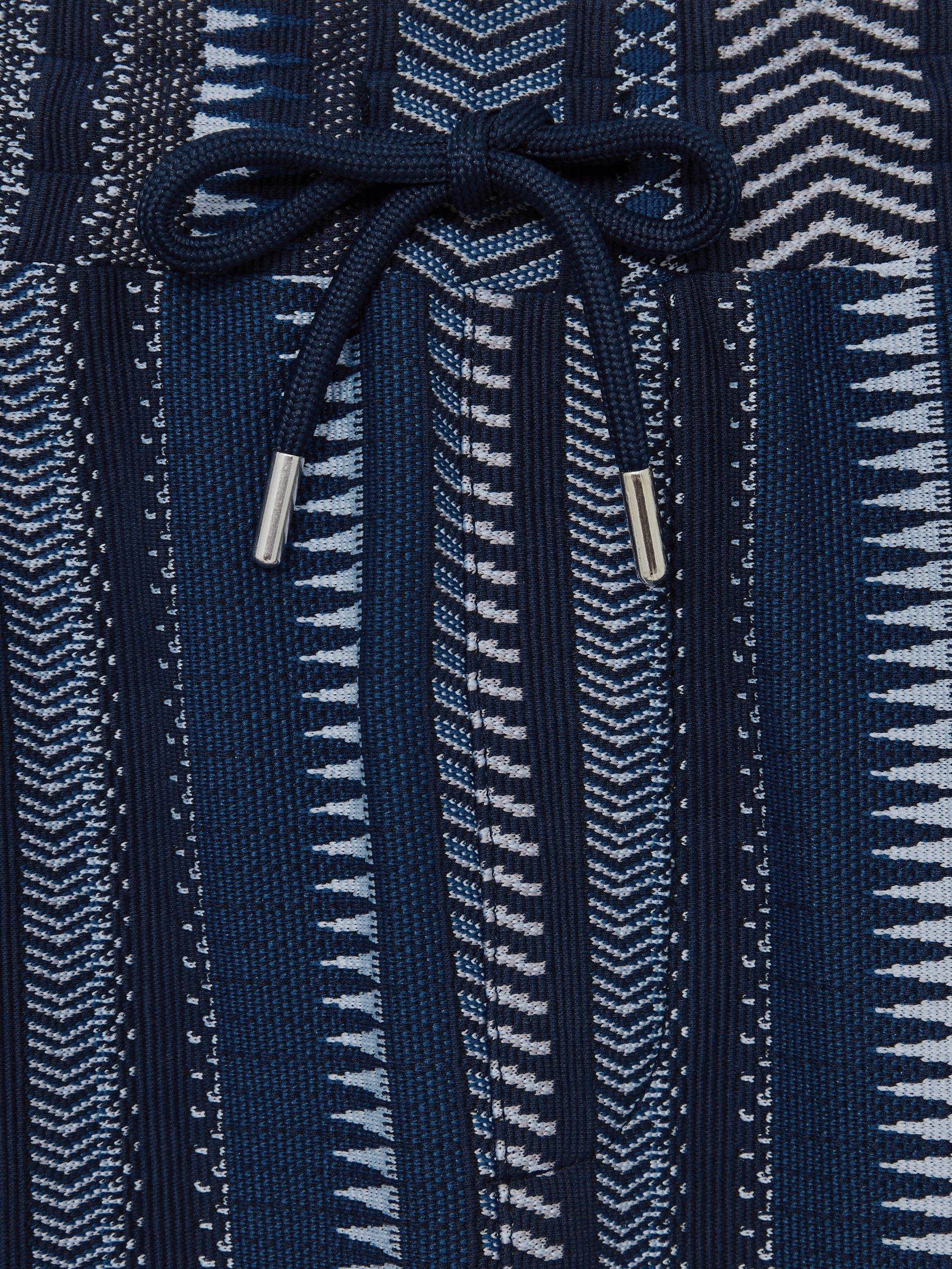 Aztec-Stripe Drawstring Shorts in Navy - Image 6 of 6