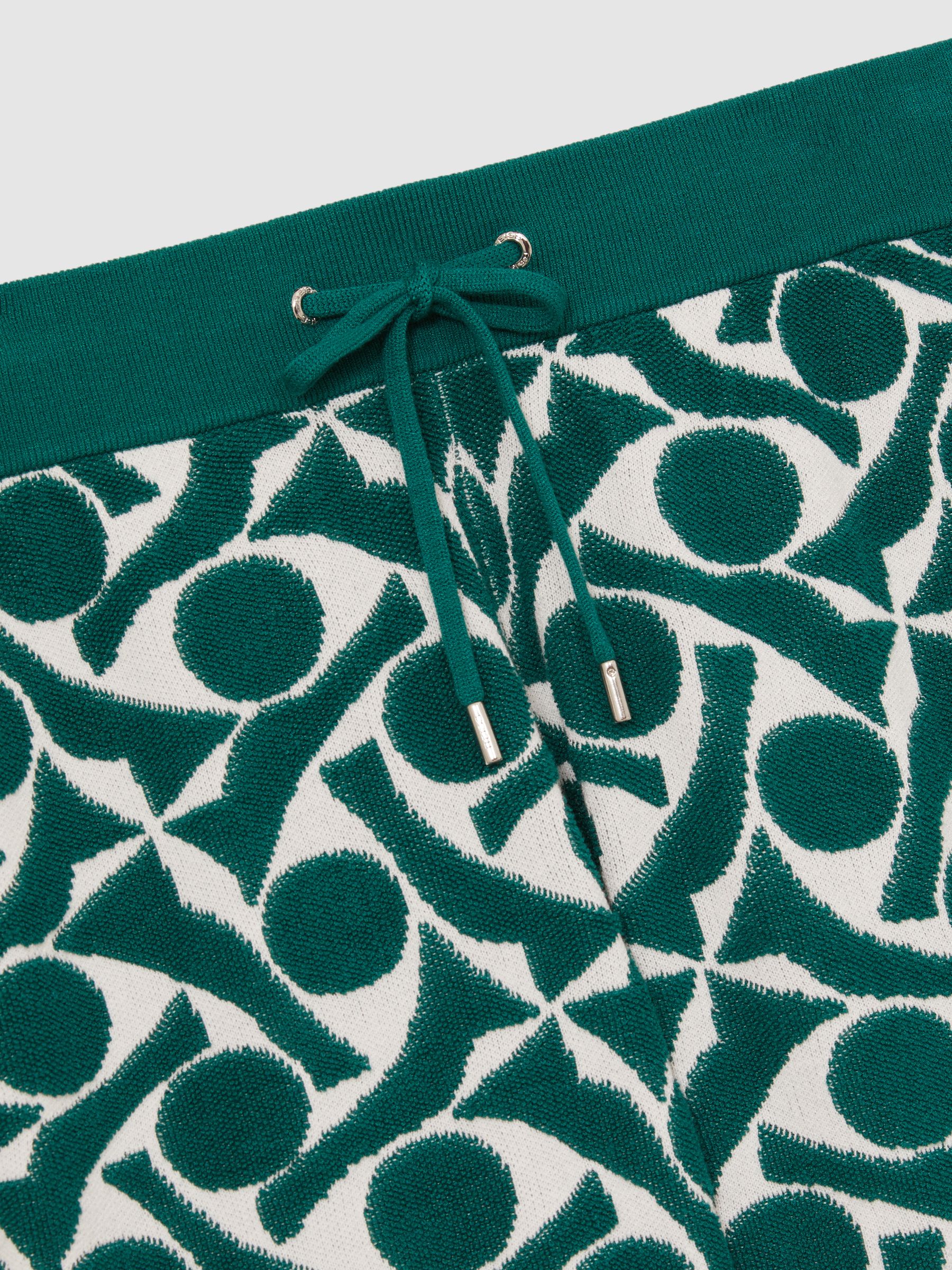 Abstract-Pattern Towelling Shorts in Green/White - Image 6 of 6