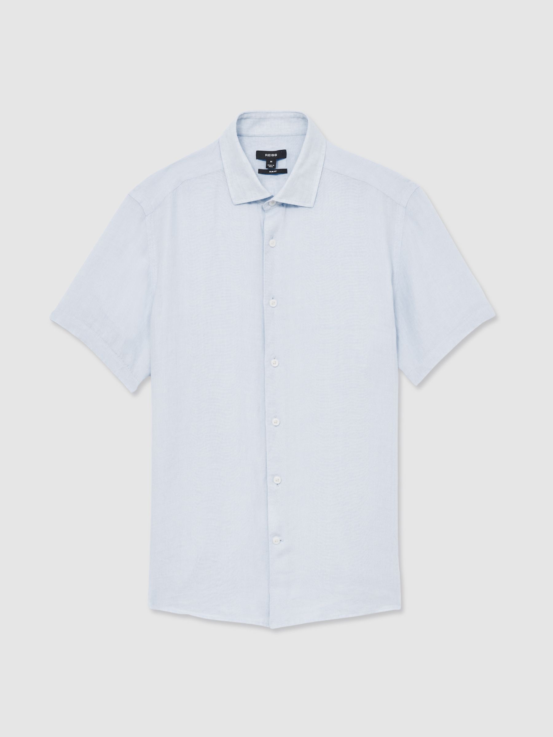 Linen Short-Sleeve Shirt in Pale Blue - Image 2 of 6