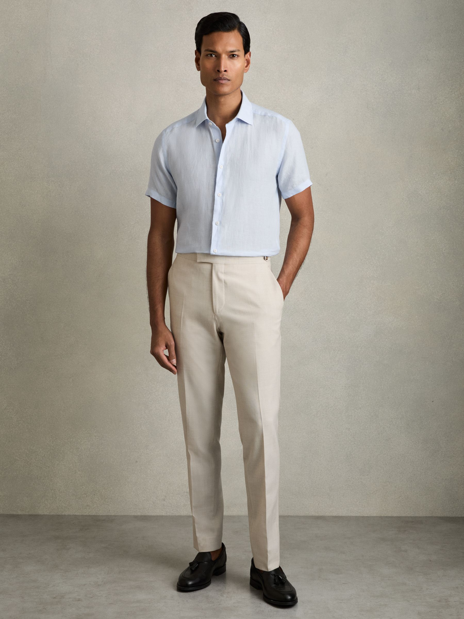 Linen Short-Sleeve Shirt in Pale Blue - Image 3 of 6