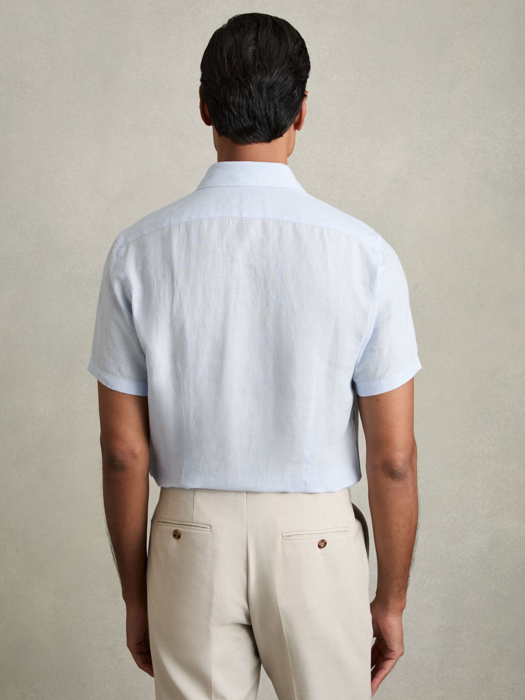 Linen Short-Sleeve Shirt in Pale Blue - Image 5 of 6
