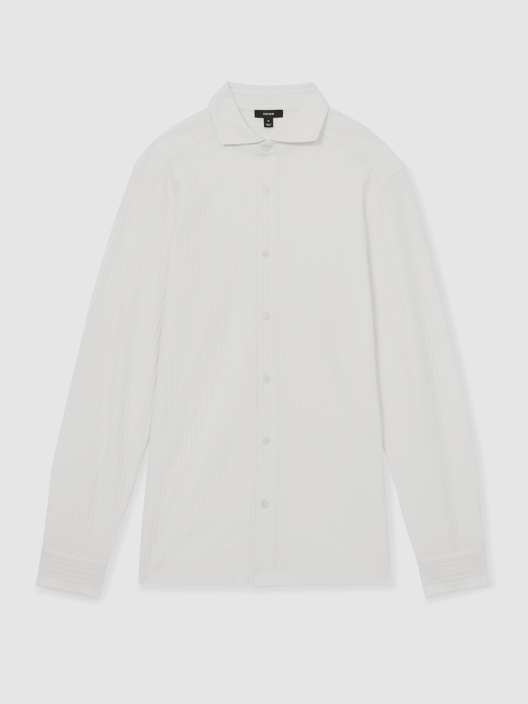 Cotton-Jersey Stripe-Jacquard Shirt in White - Image 2 of 7