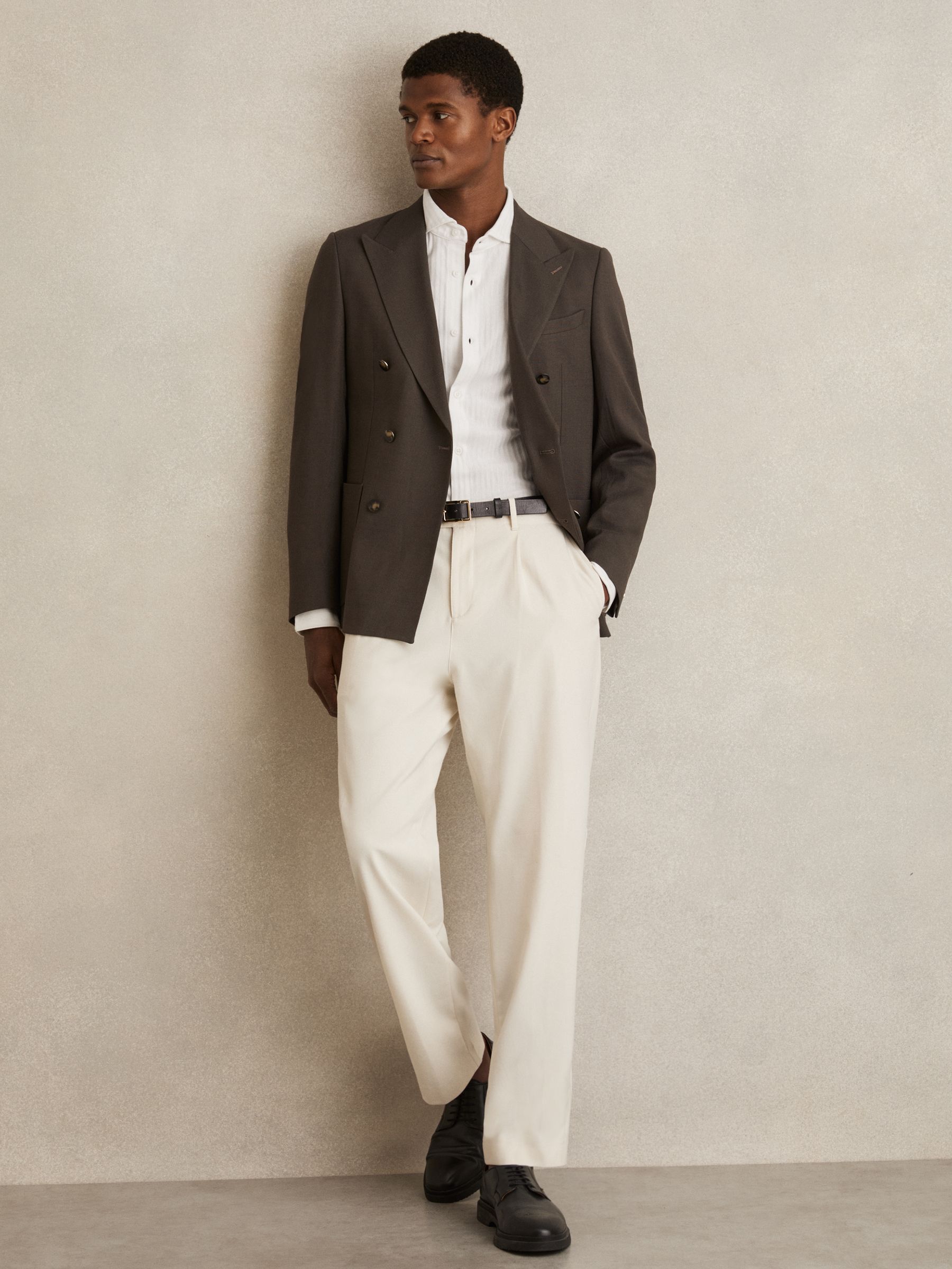 Cotton-Jersey Stripe-Jacquard Shirt in White - Image 5 of 7