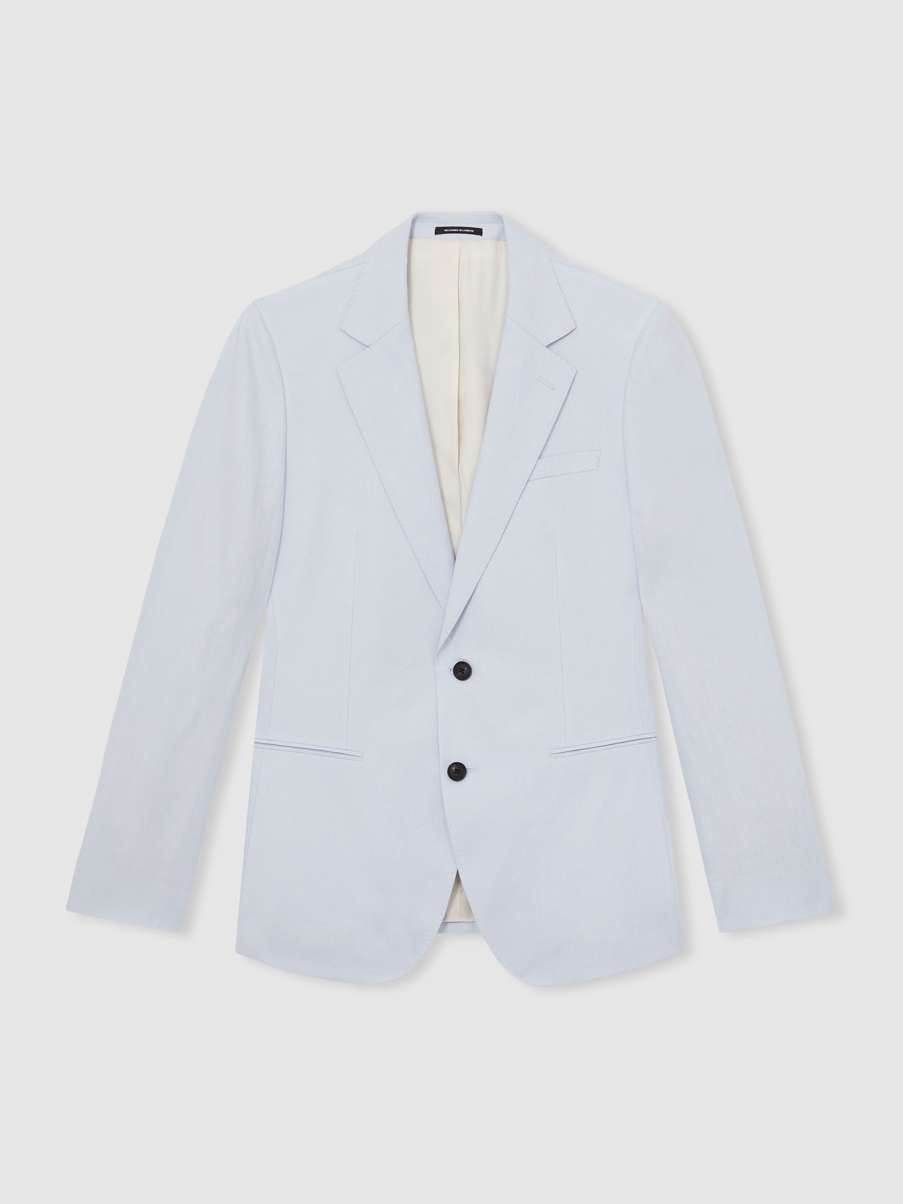 Slim Fit Single Breasted Suit Blazer in Soft Blue - Image 2 of 8